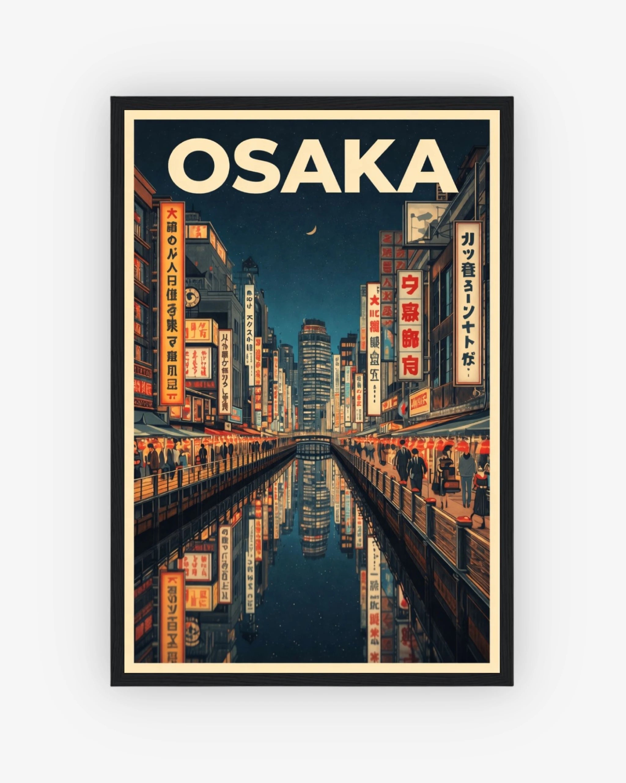 Osaka travel poster with black frame