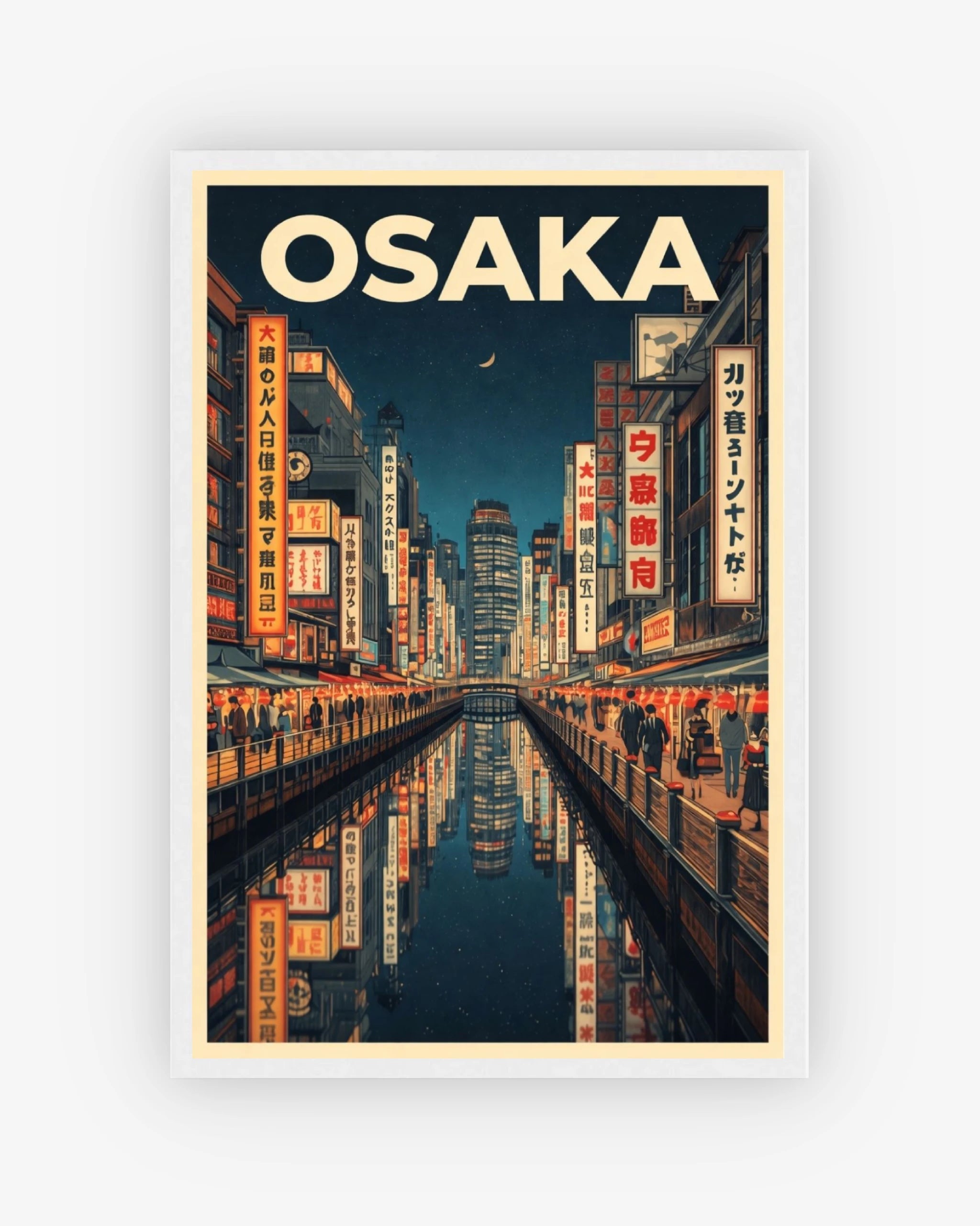 Osaka travel poster with white frame
