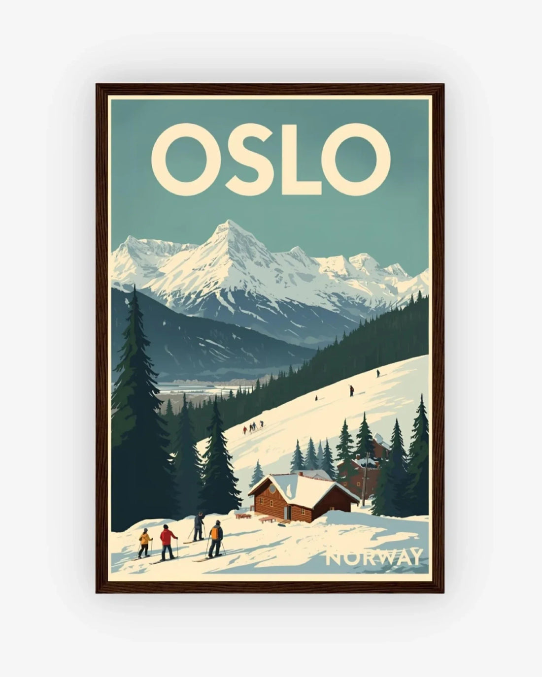 Oslo Winter Park, Norway Poster Dark Wood Frame Nomad Haus