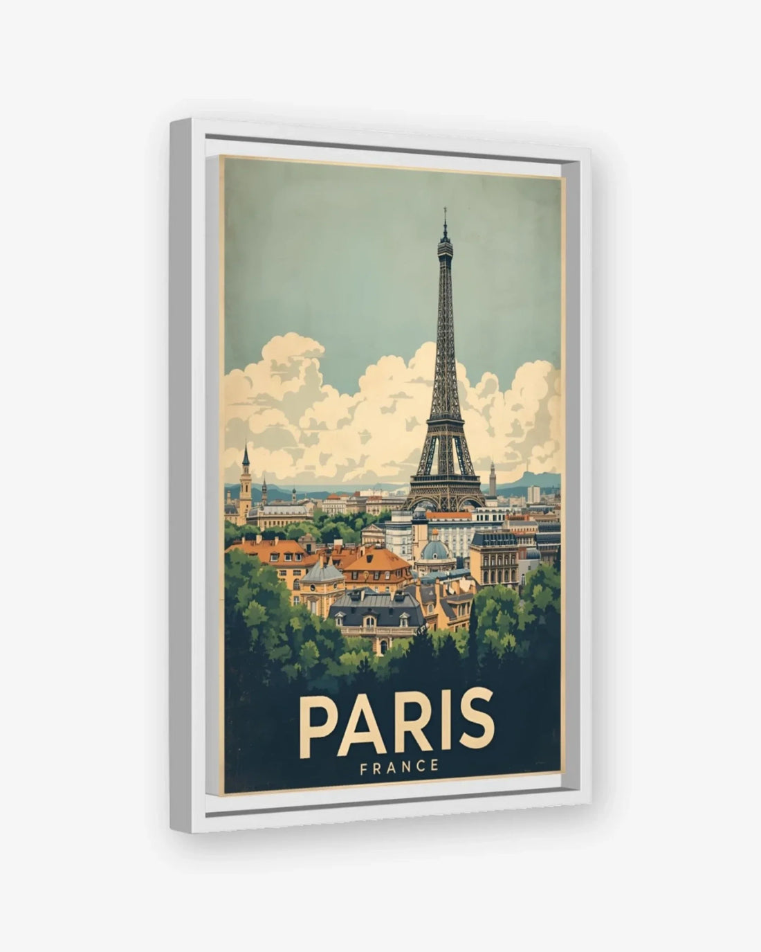Paris Eiffel Tower, France Canvas White Frame Nomad Haus