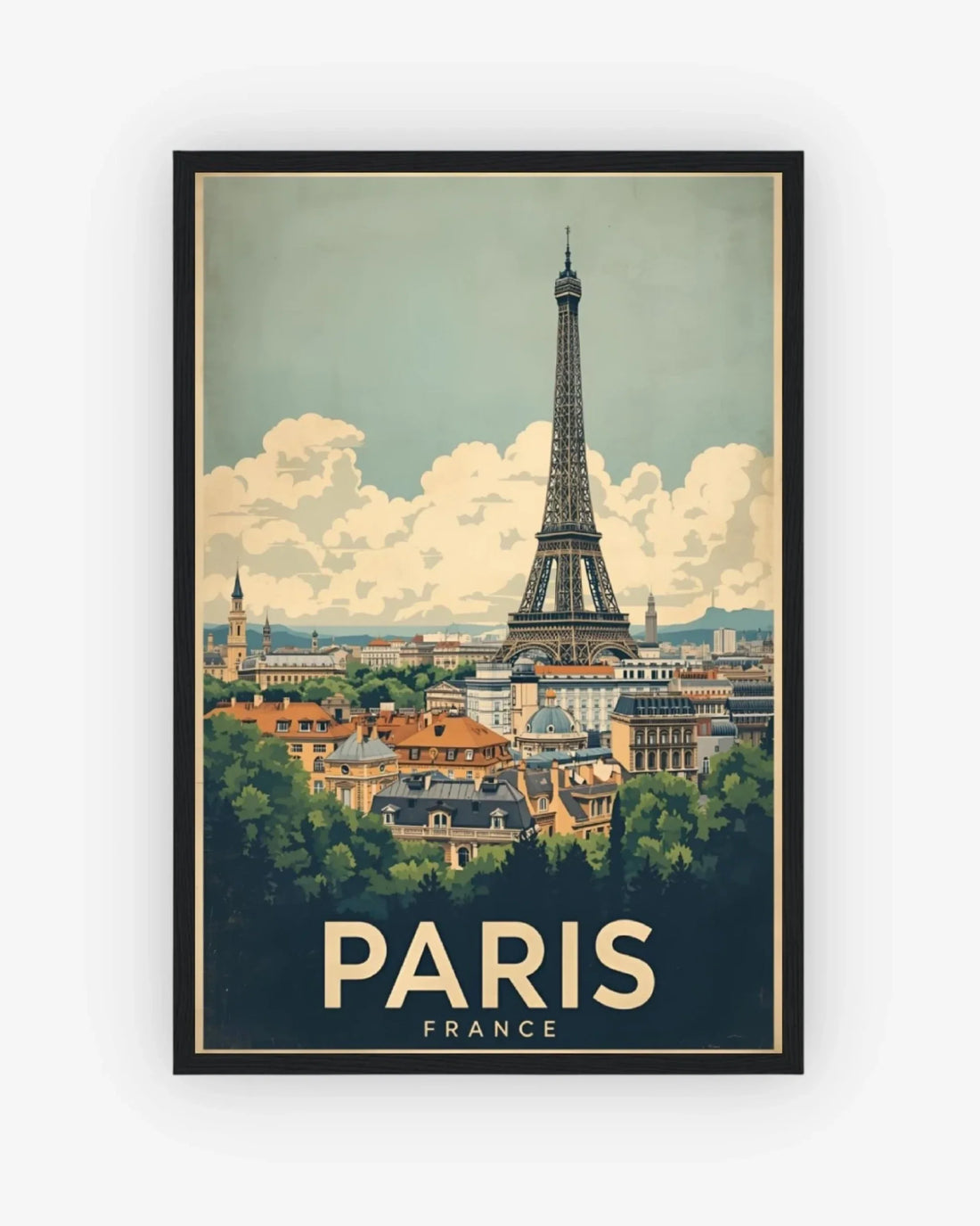Paris Eiffel Tower, France Poster Black Frame Nomad Haus