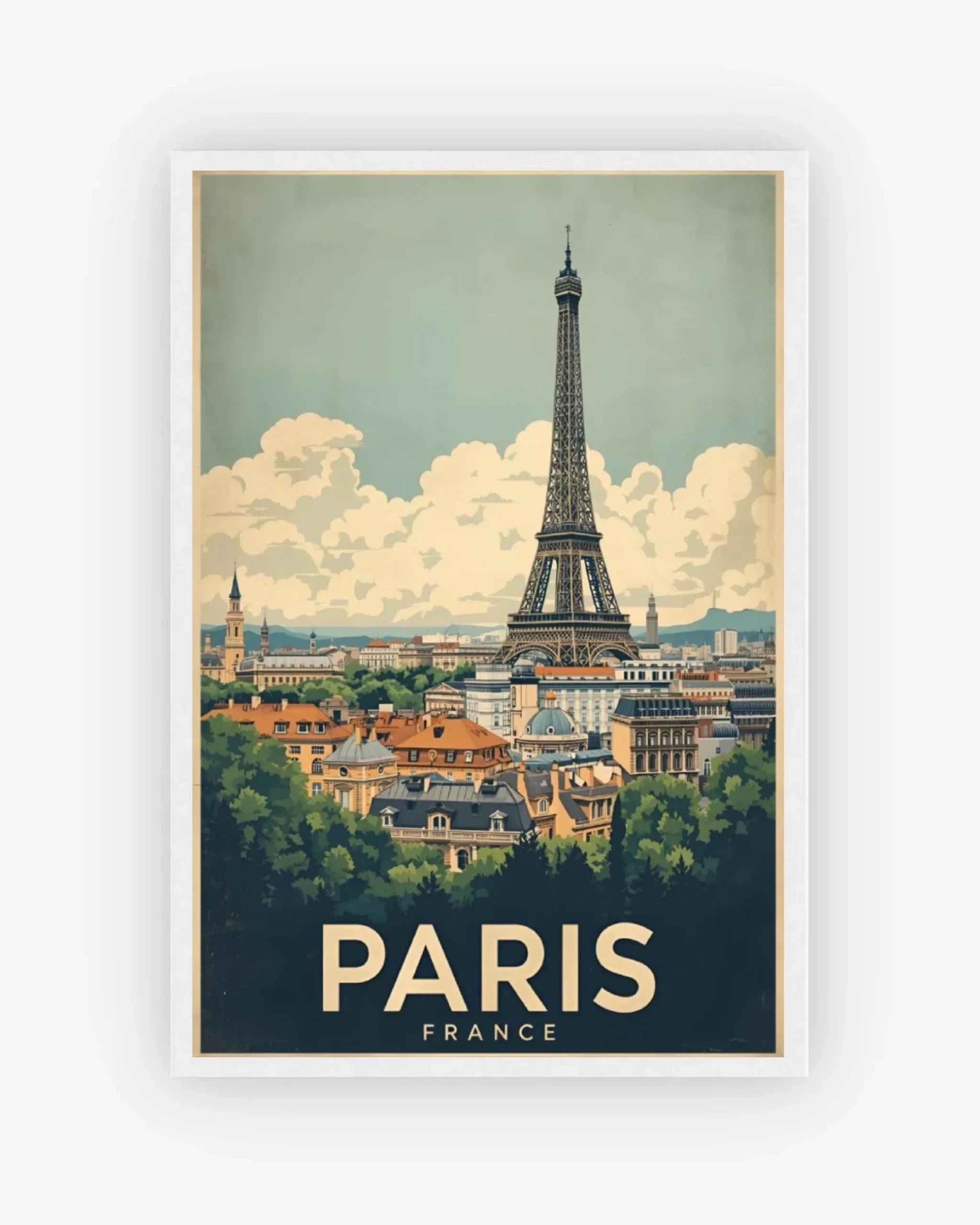 Paris Eiffel Tower, France Poster White Frame Nomad Haus