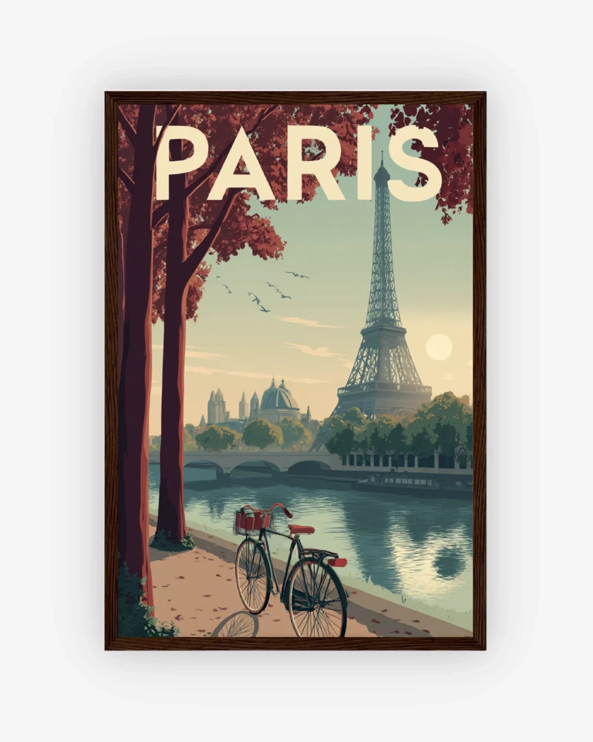Paris, France Poster Dark Wood Frame Nomad Haus