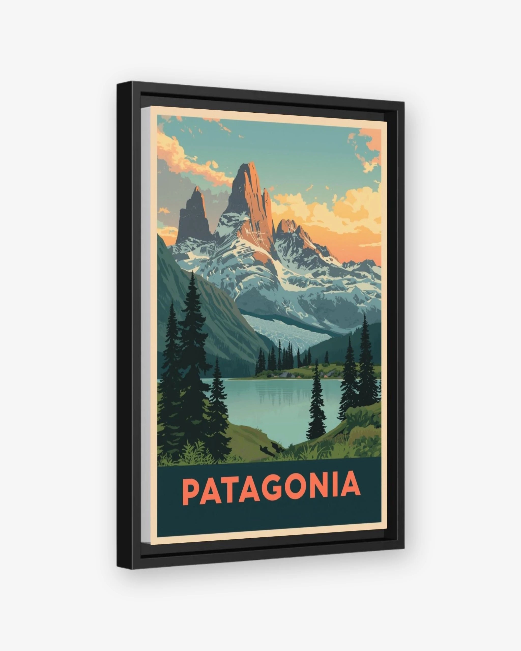 Patagonia travel poster black framed canvas