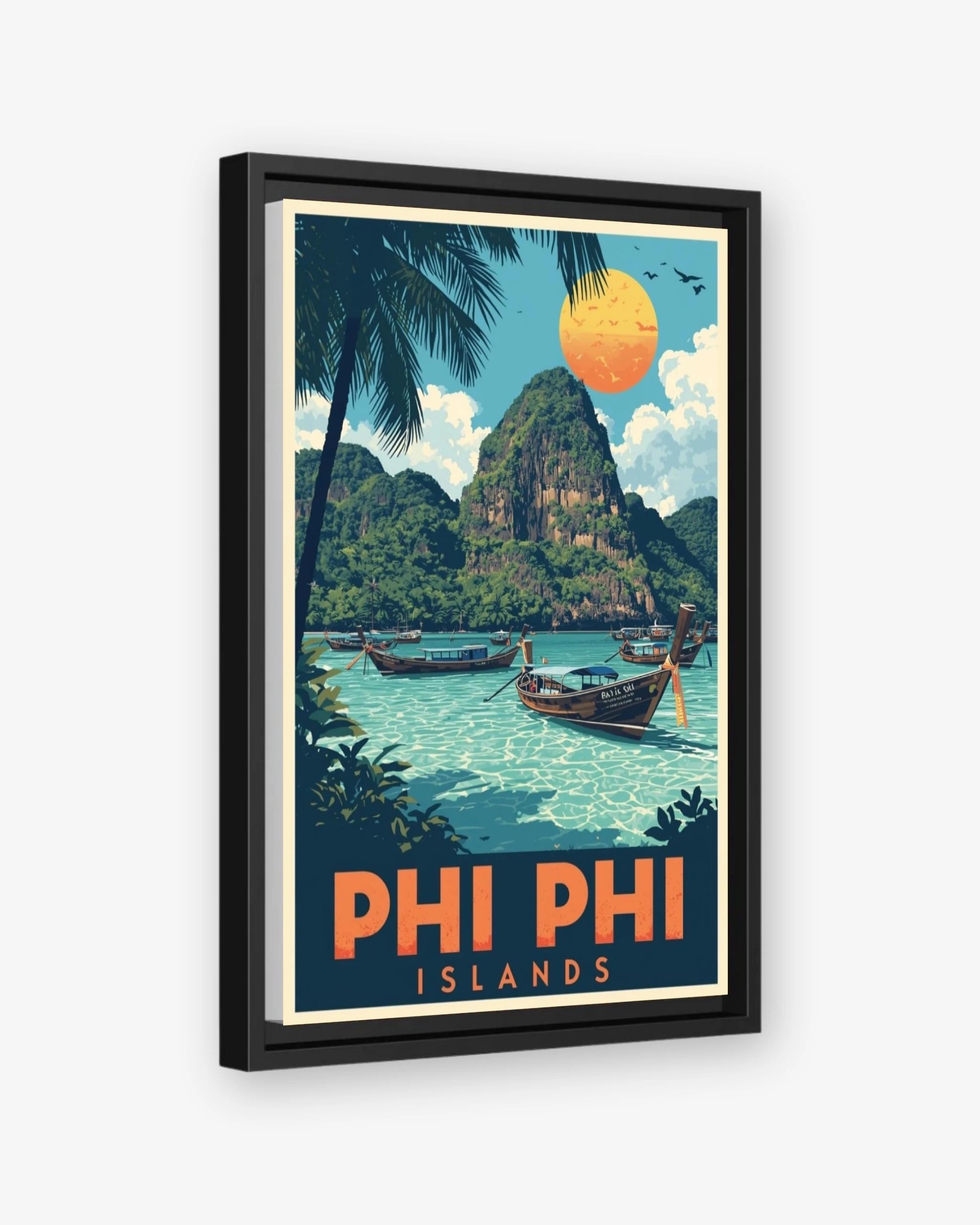 Phi Phi Islands travel poster black framed canvas