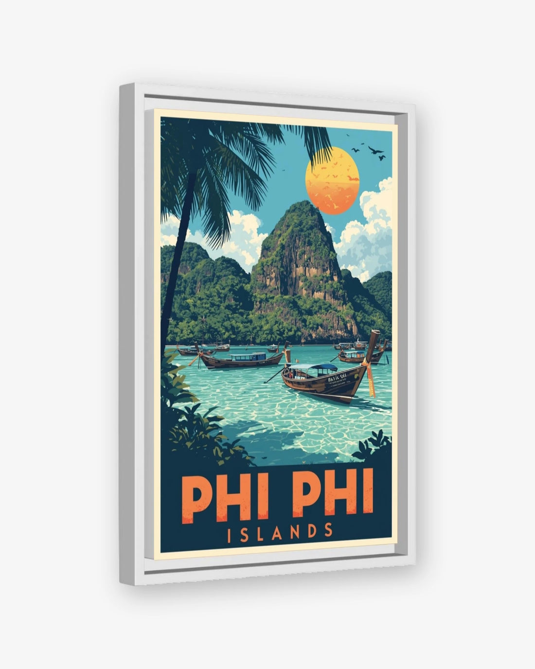 Phi Phi Islands travel poster white framed canvas