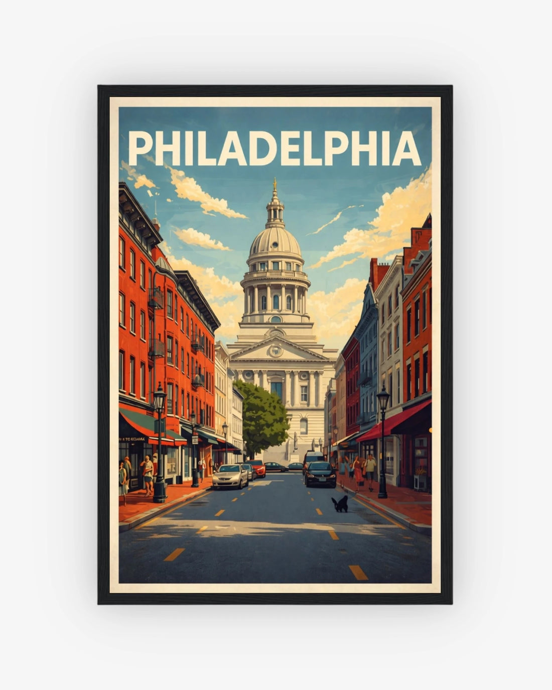 Philadelphia travel poster with black frame