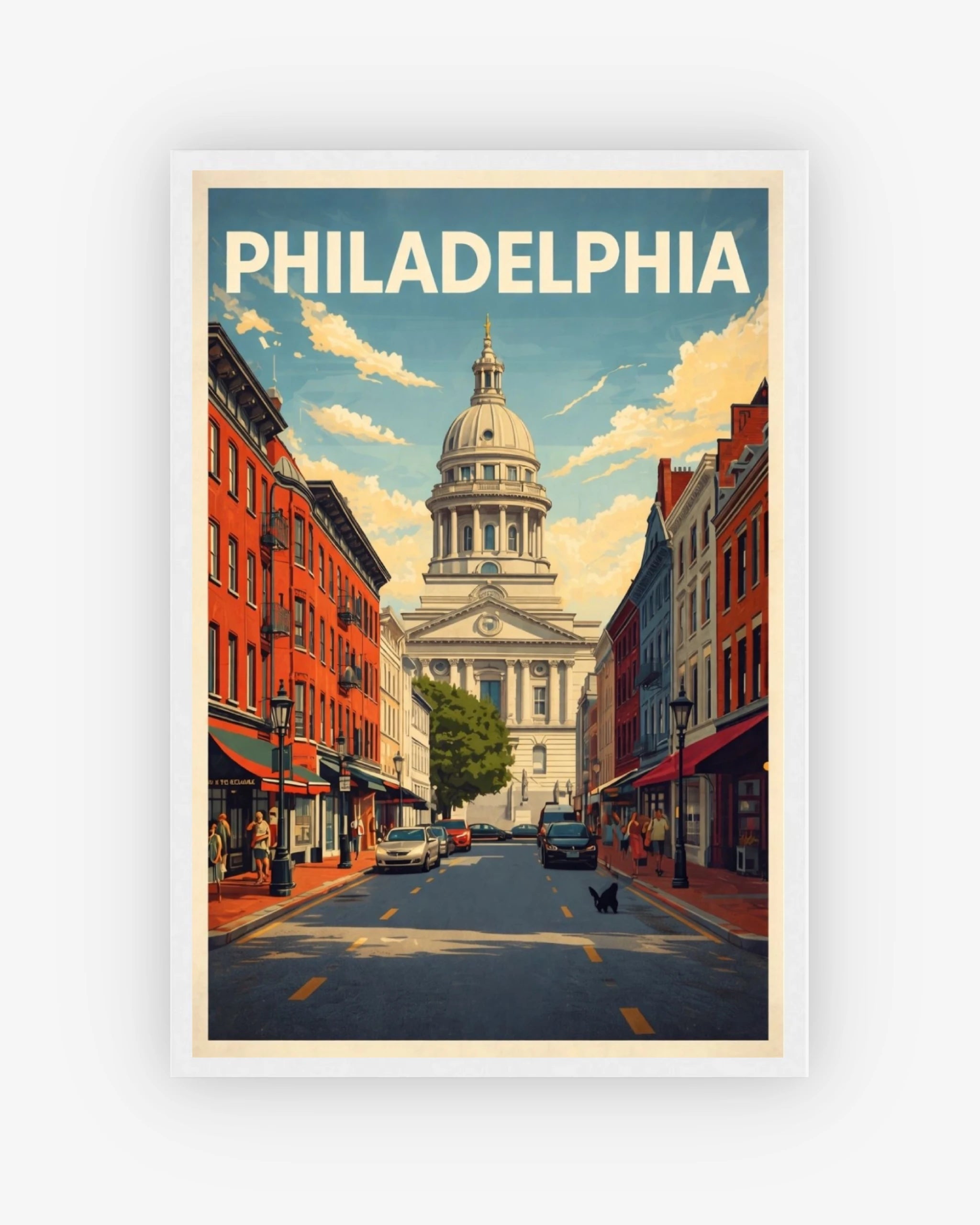 Philadelphia travel poster with white frame