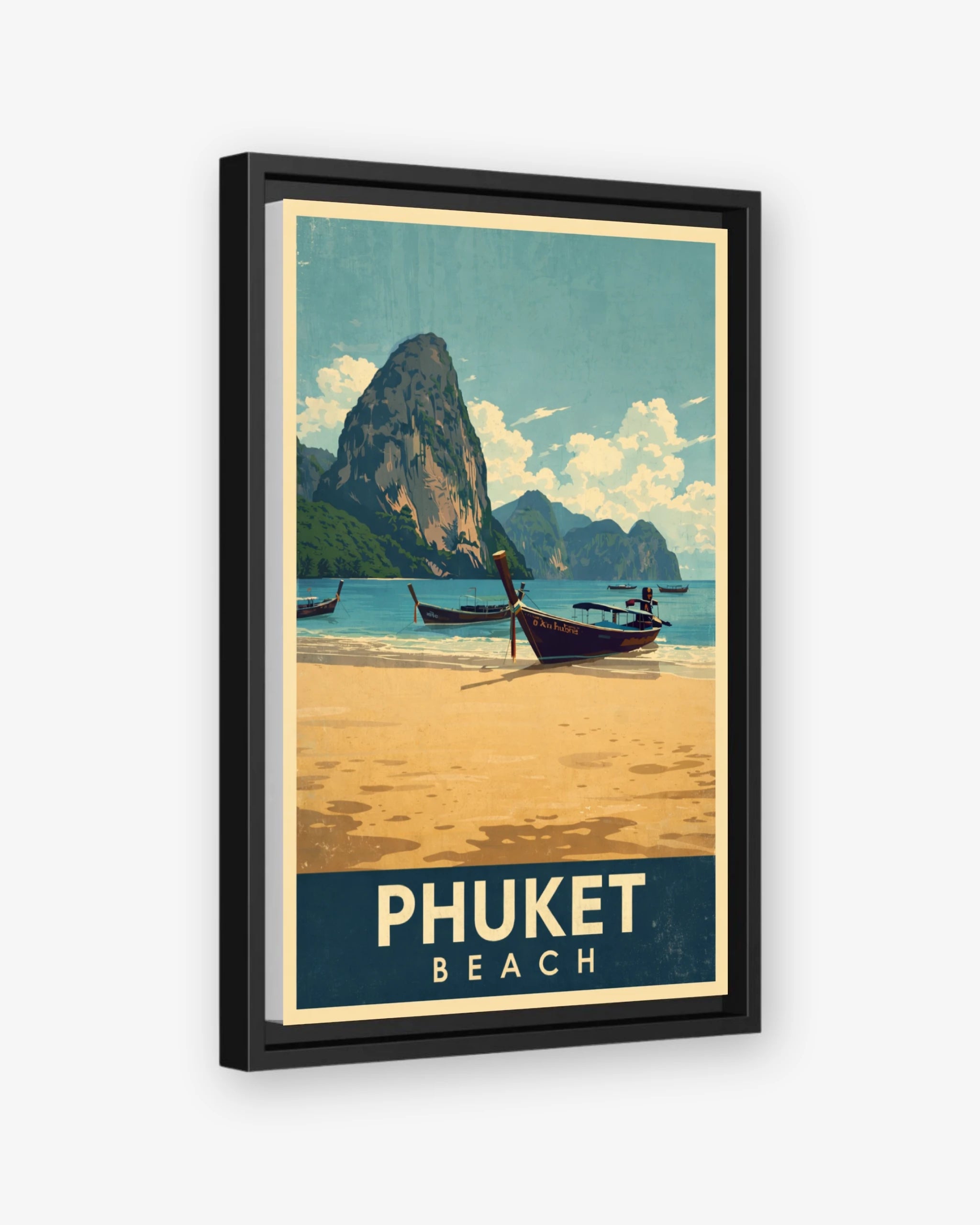 Phuket Beach travel poster black framed canvas