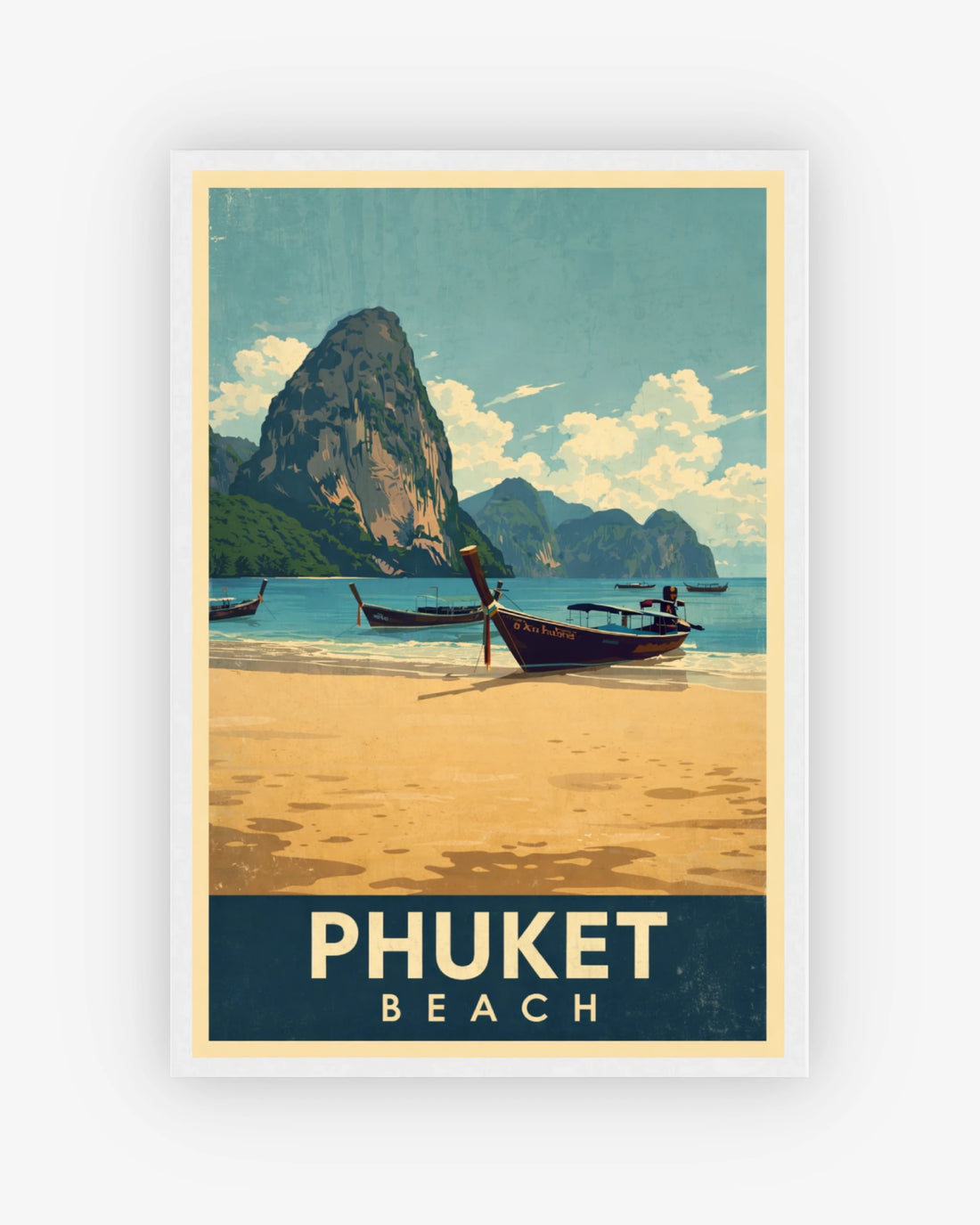 Phuket Beach travel poster with white frame