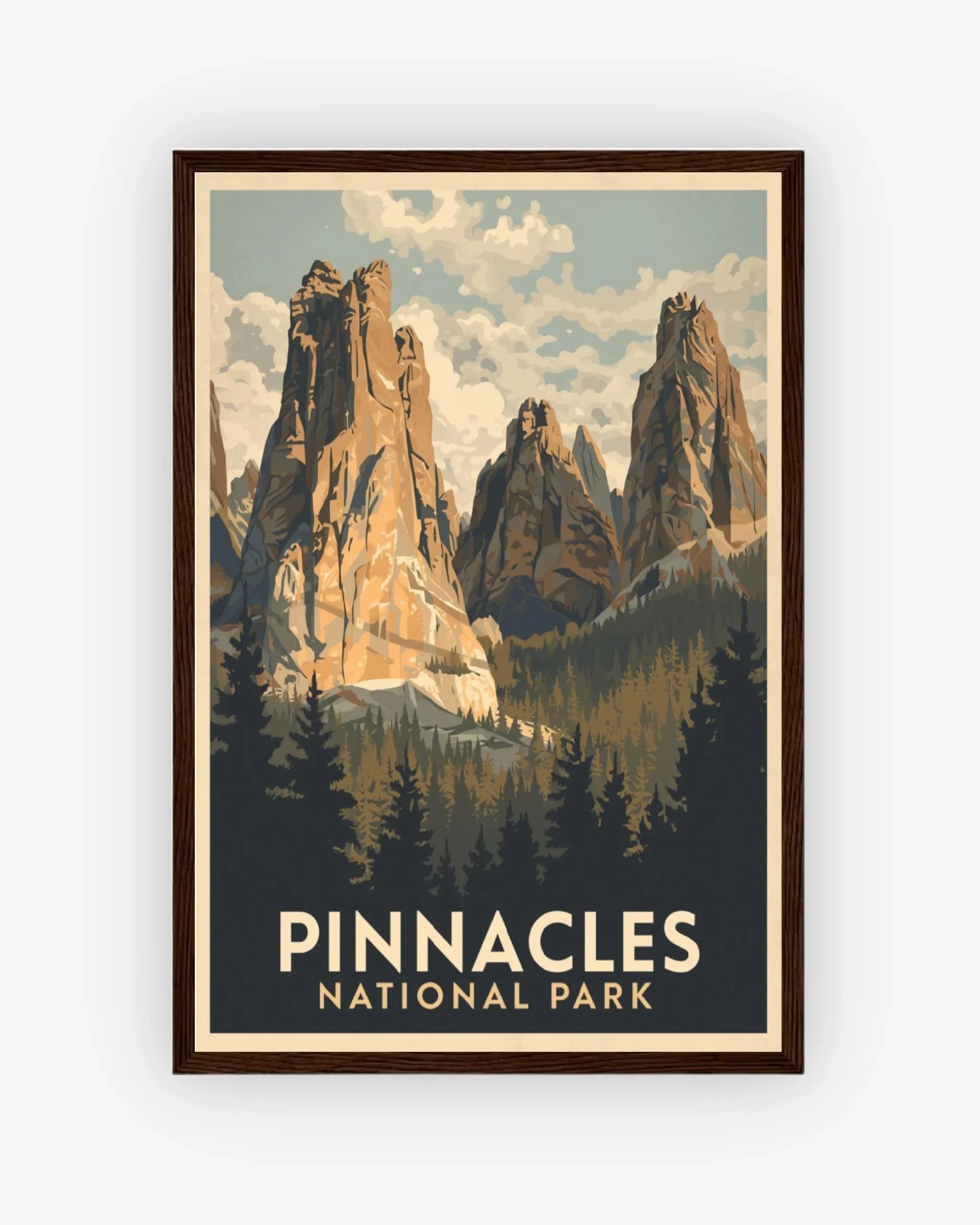 Pinnacles_National_Park_USA poster with dark wood frame
