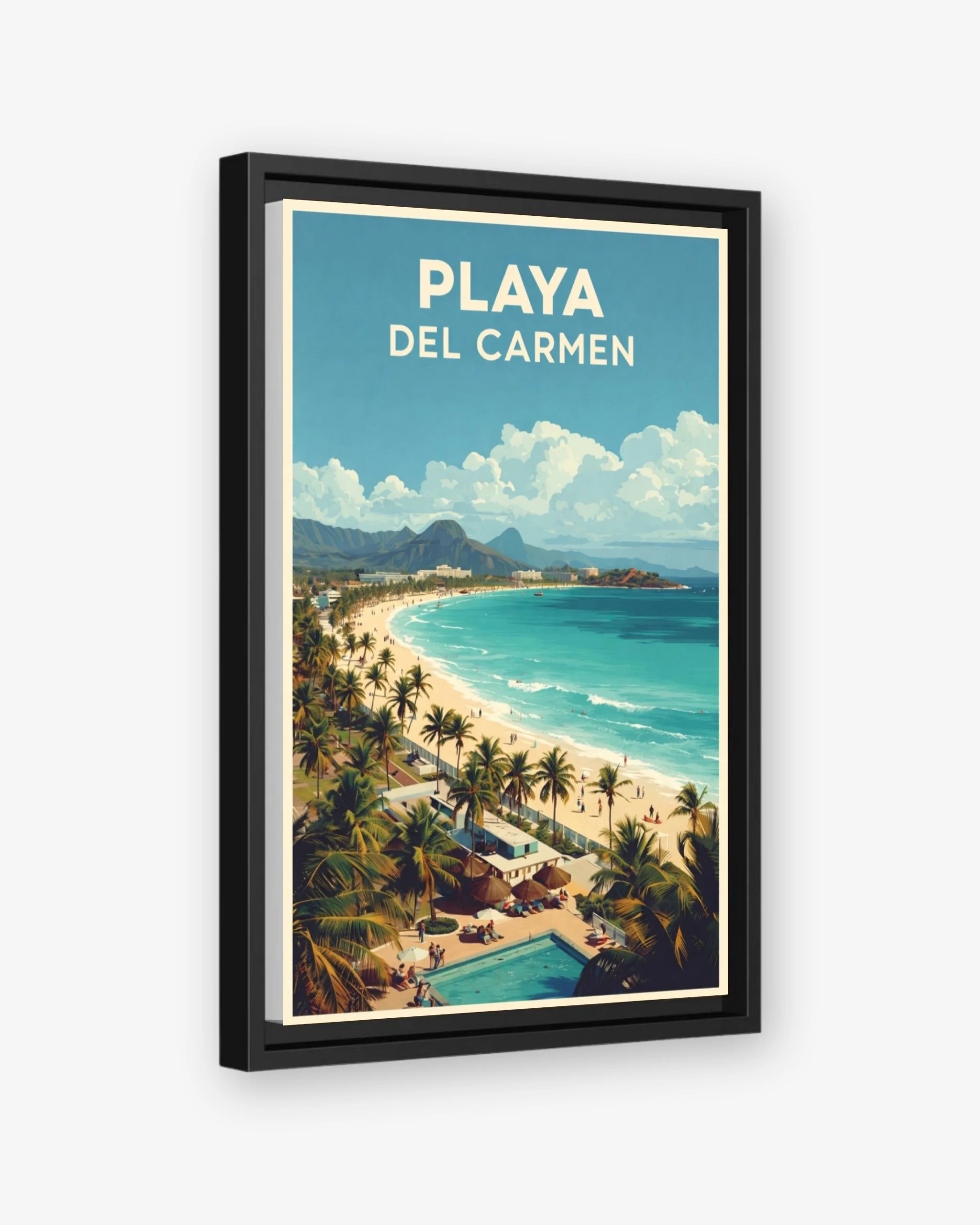 Playa Del Carmen travel poster black framed canvas