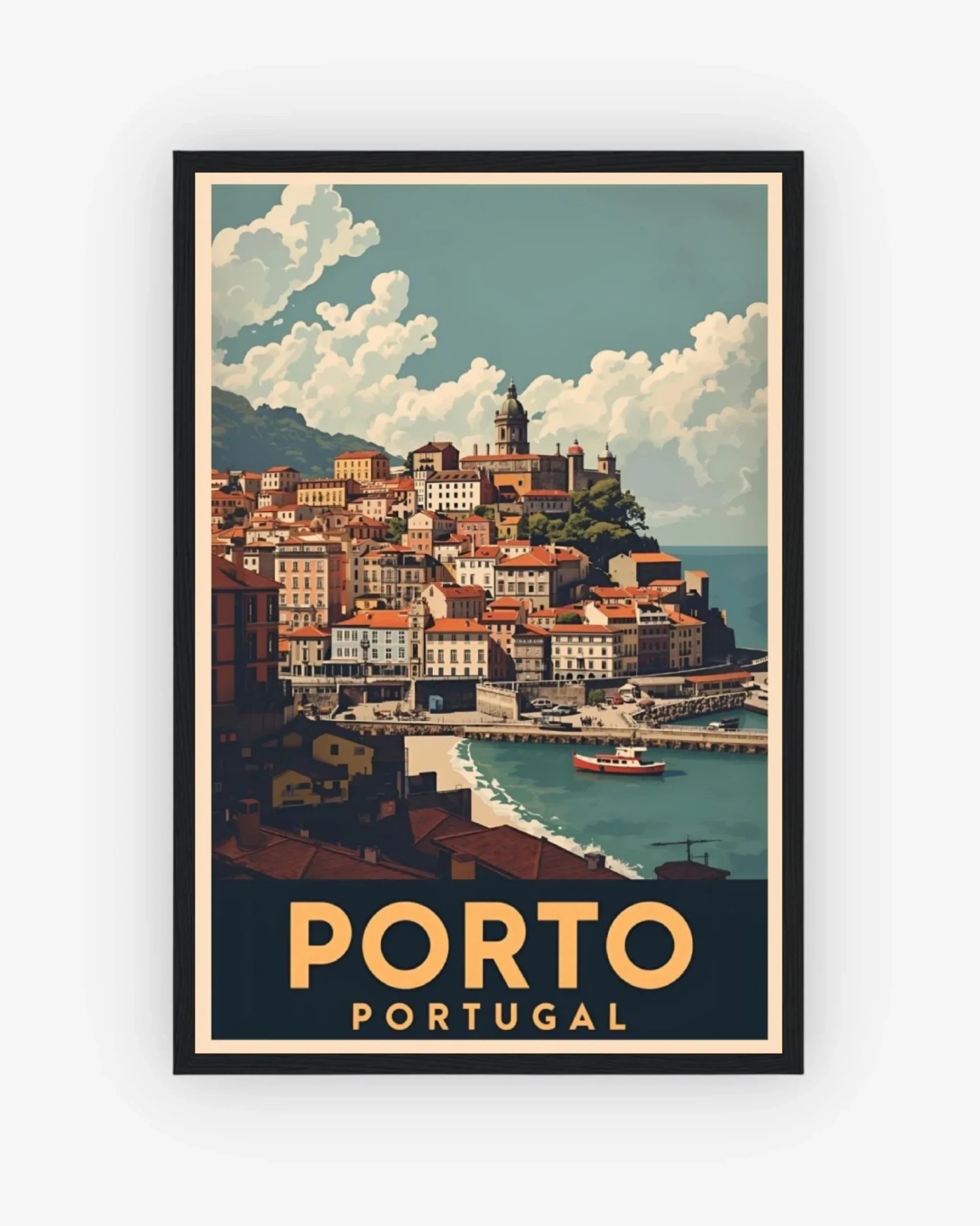 Porto Ribeira District, Portugal Poster Black Frame Nomad Haus