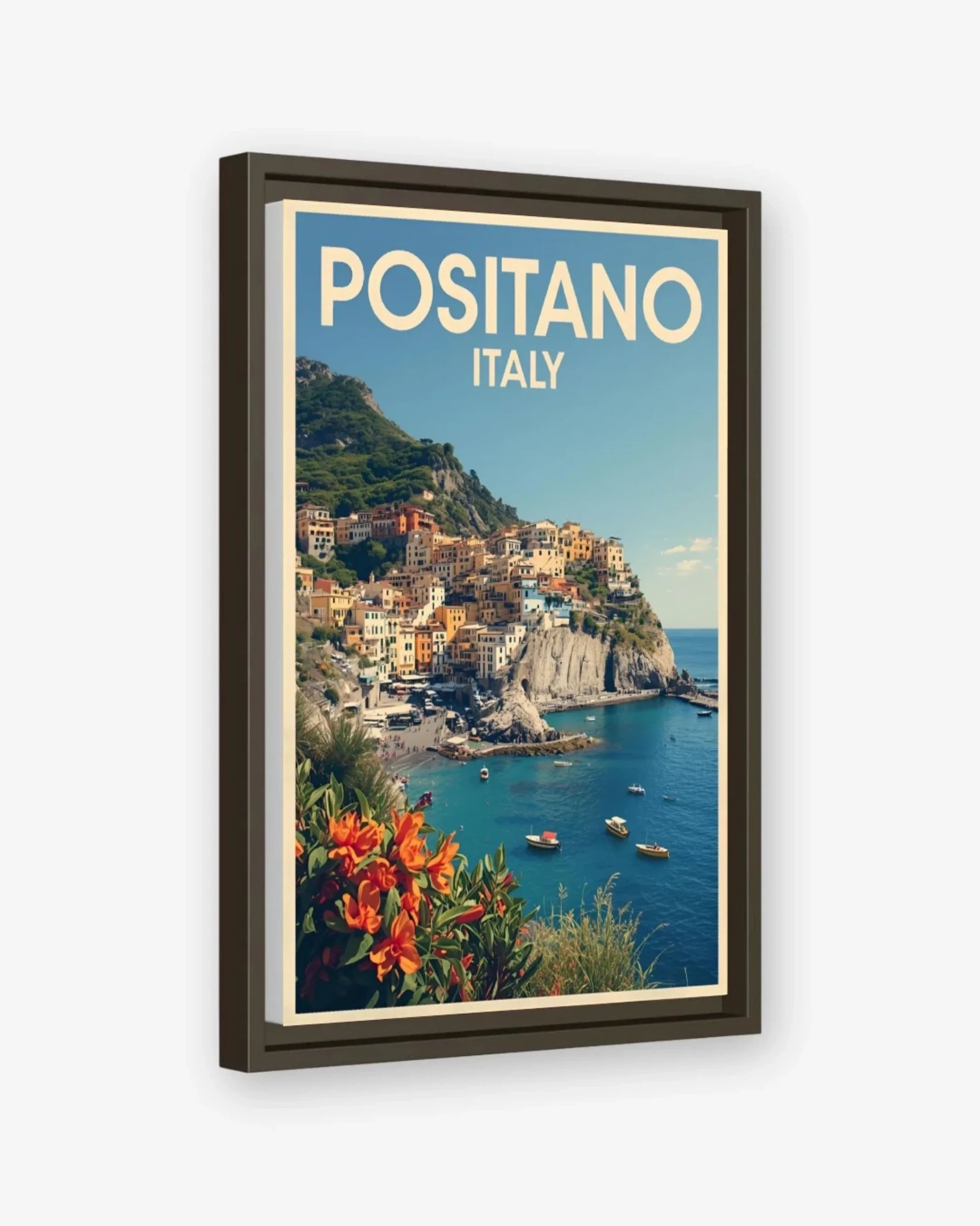 Positano Cliffside, Italy Canvas Espresso Frame Nomad Haus