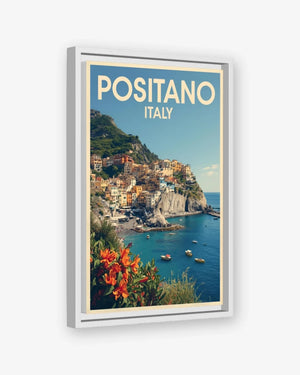 Positano Cliffside, Italy Canvas White Frame Nomad Haus