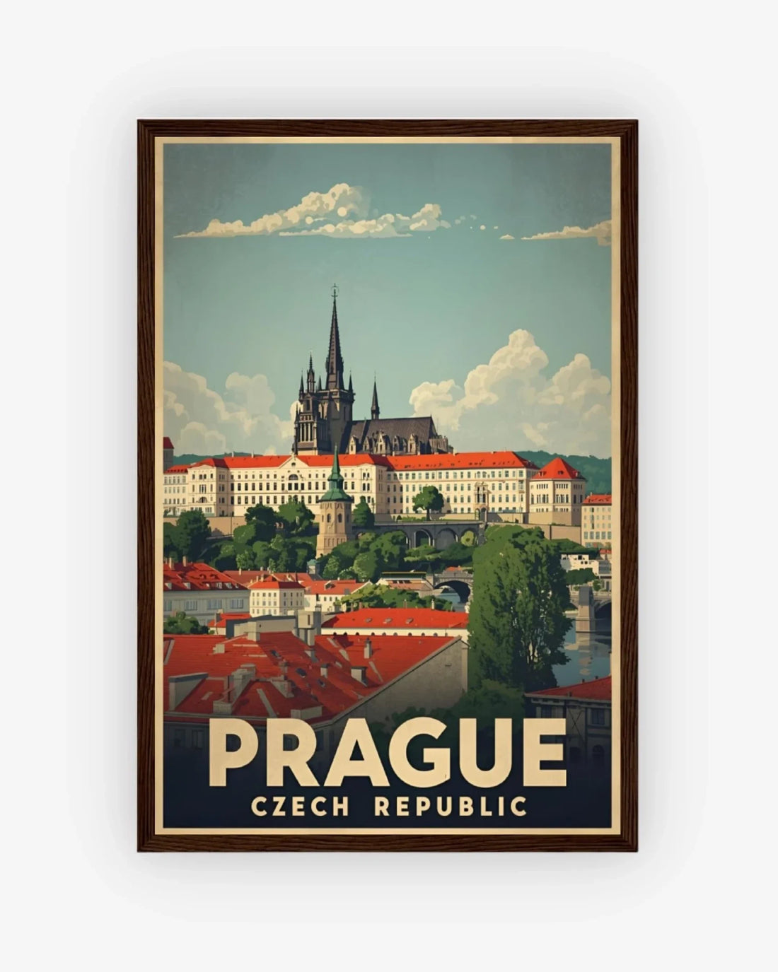 Prague Castle, Czech Republic Poster Dark Wood Frame Nomad Haus