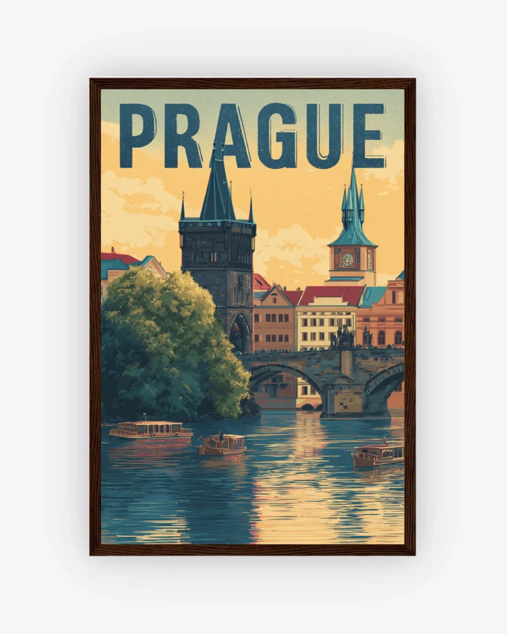 Prague, Czech Republic Poster Dark Wood Frame Nomad Haus