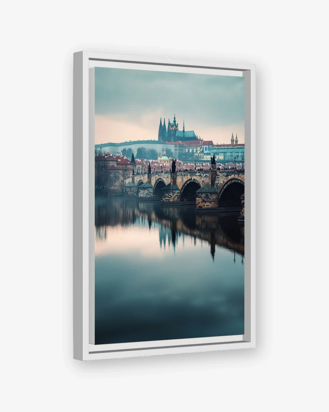 Prague Reflections Canvas White Frame Nomad Haus