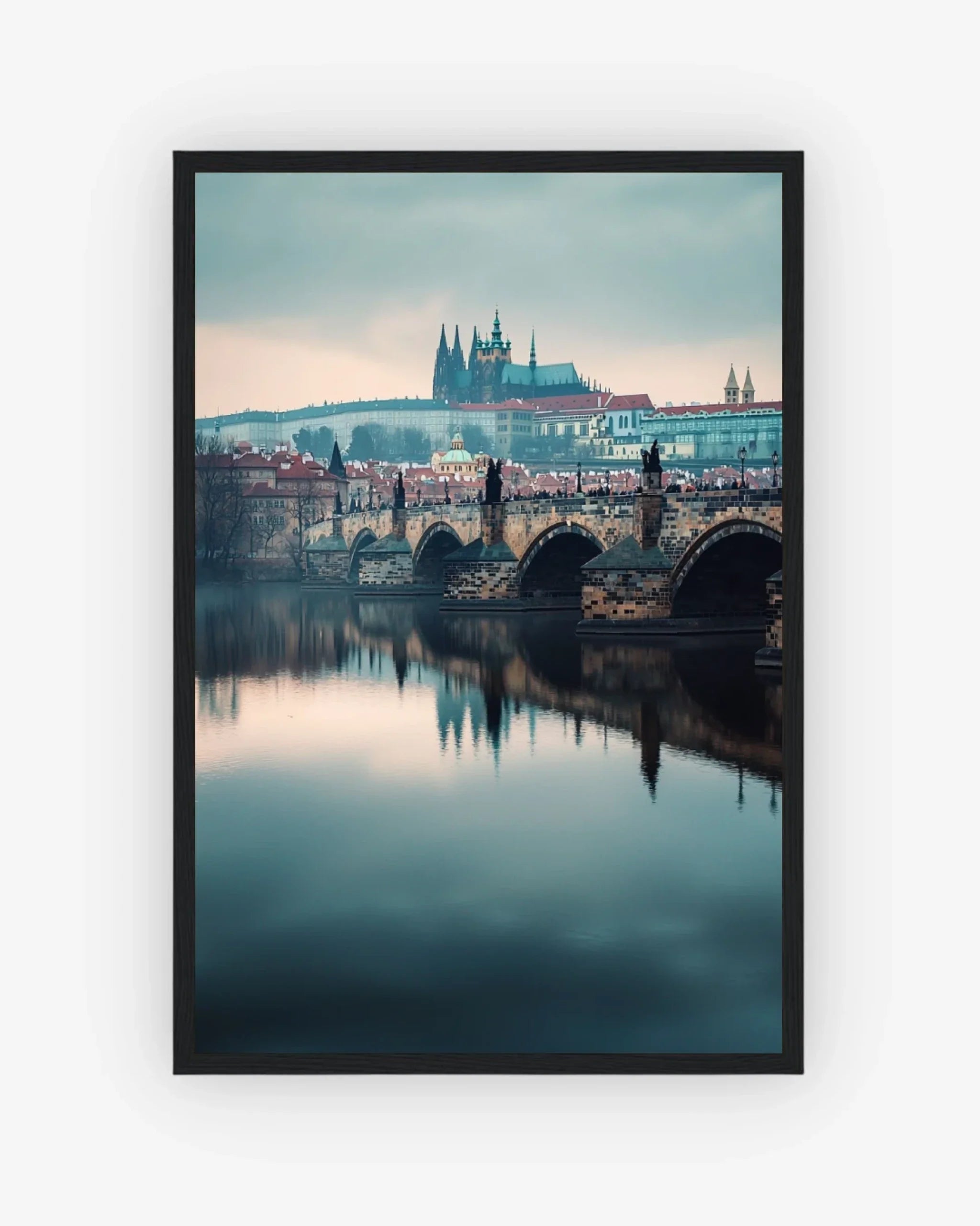 Prague Reflections Poster Black Frame Nomad Haus