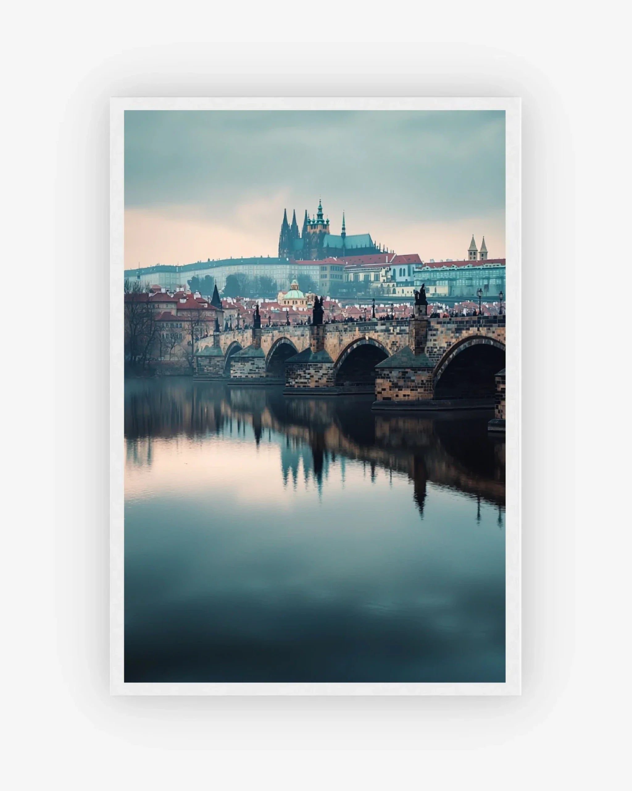 Prague Reflections Poster White Frame Nomad Haus