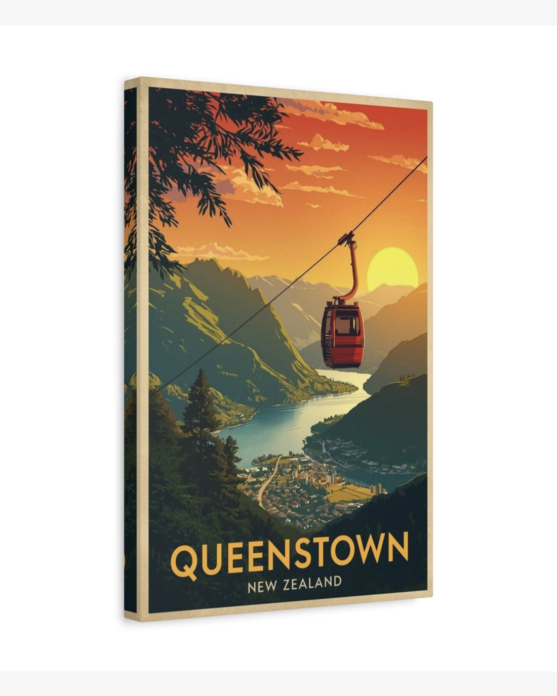 Queenstown New Zealand travel poster canvas