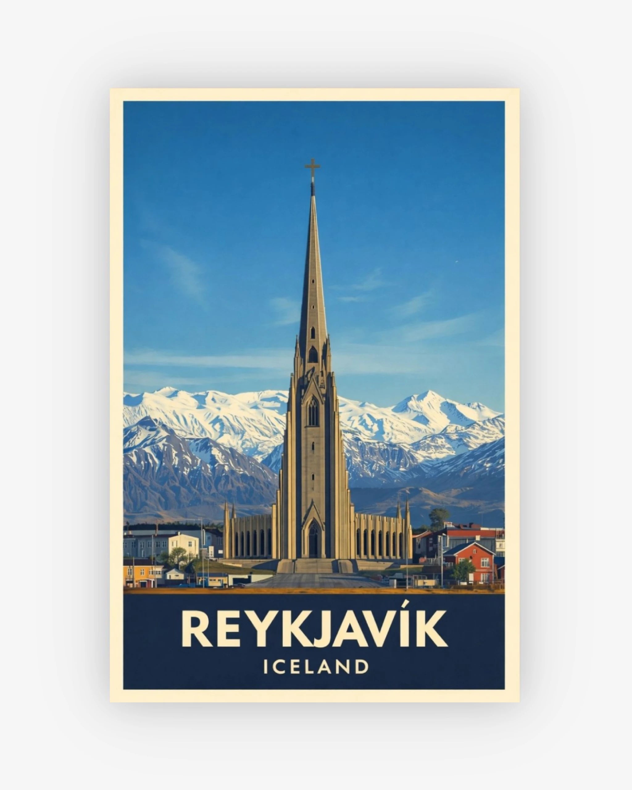 Travel poster of Reykjavik Iceland
