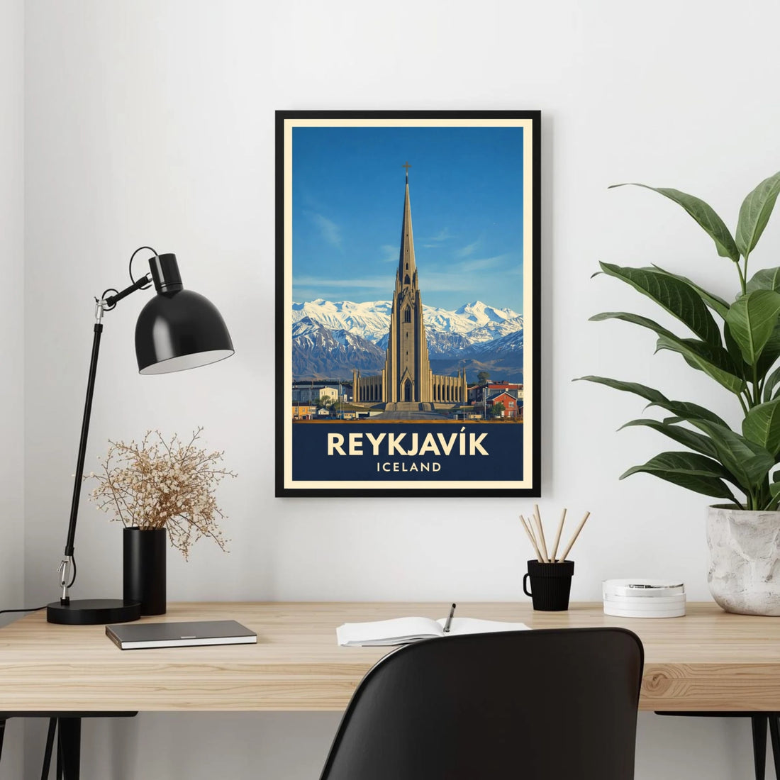 Framed Travel poster of Reykjavik Iceland