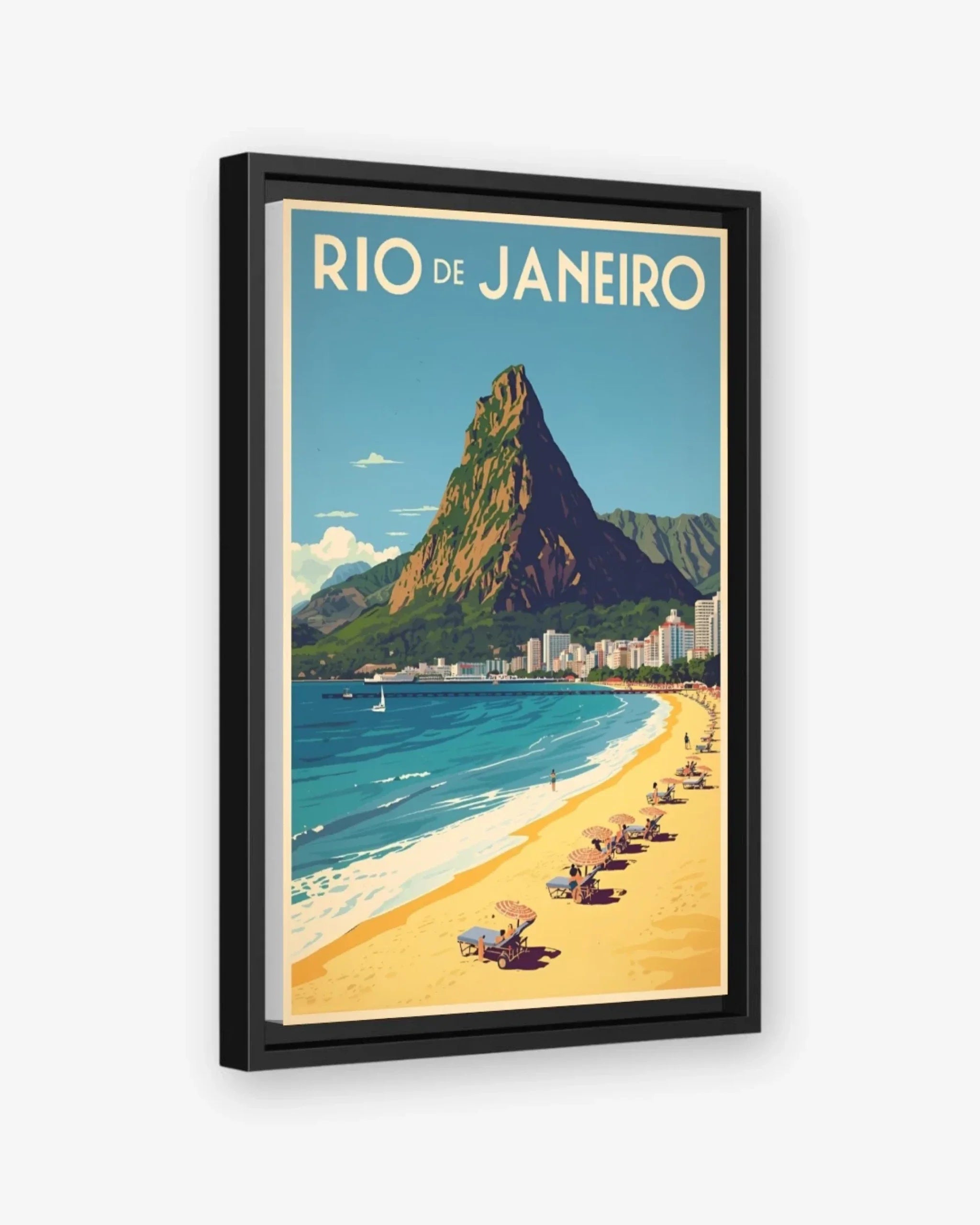 Rio Sugarloaf Beach, Brazil Canvas Black Frame Nomad Haus