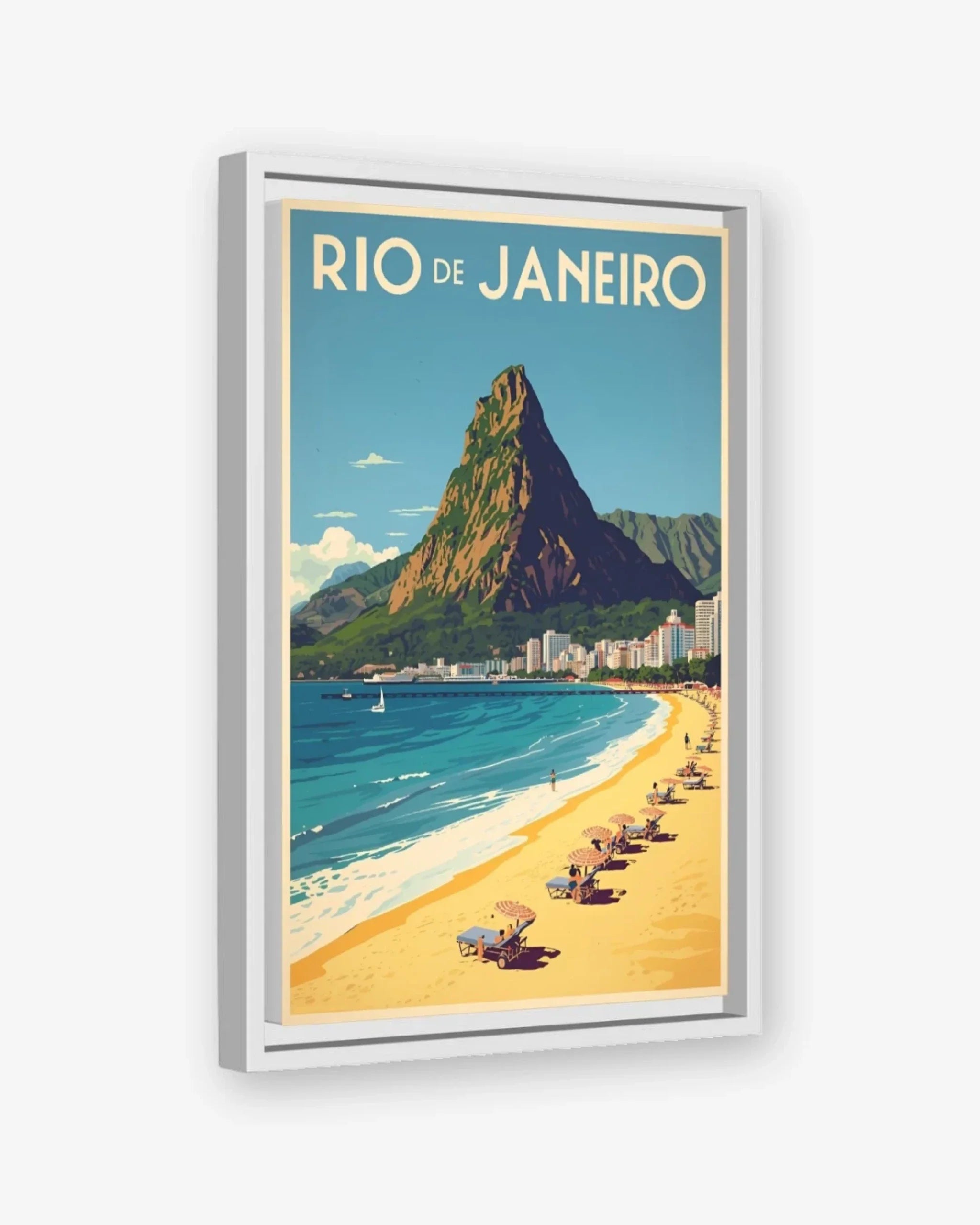 Rio Sugarloaf Beach, Brazil Canvas White Frame Nomad Haus