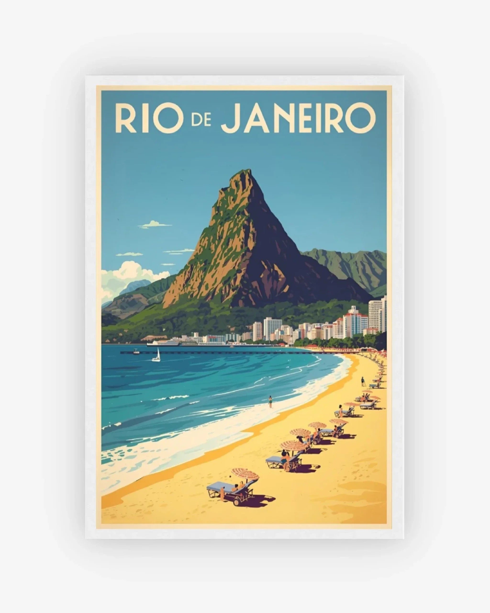 Rio Sugarloaf Beach, Brazil Poster White Frame Nomad Haus