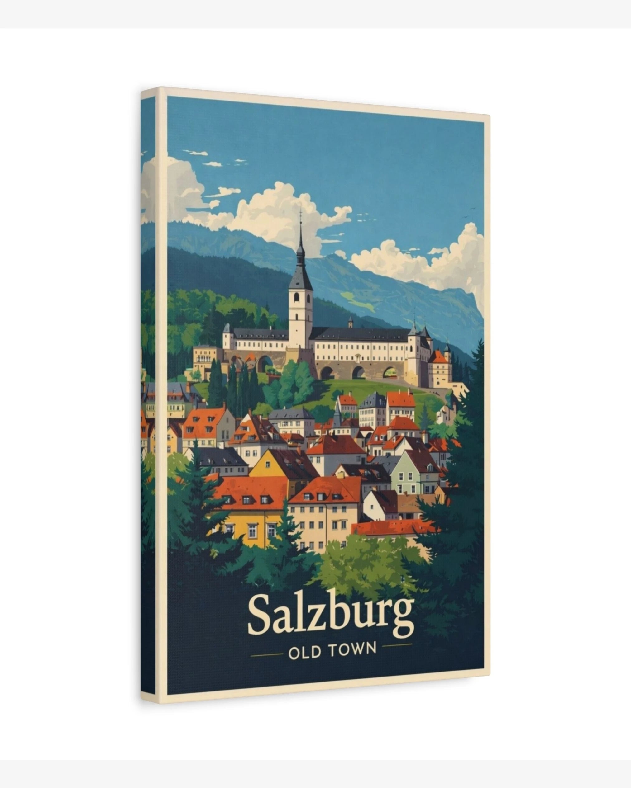 Salzburg Old Town travel poster canvas