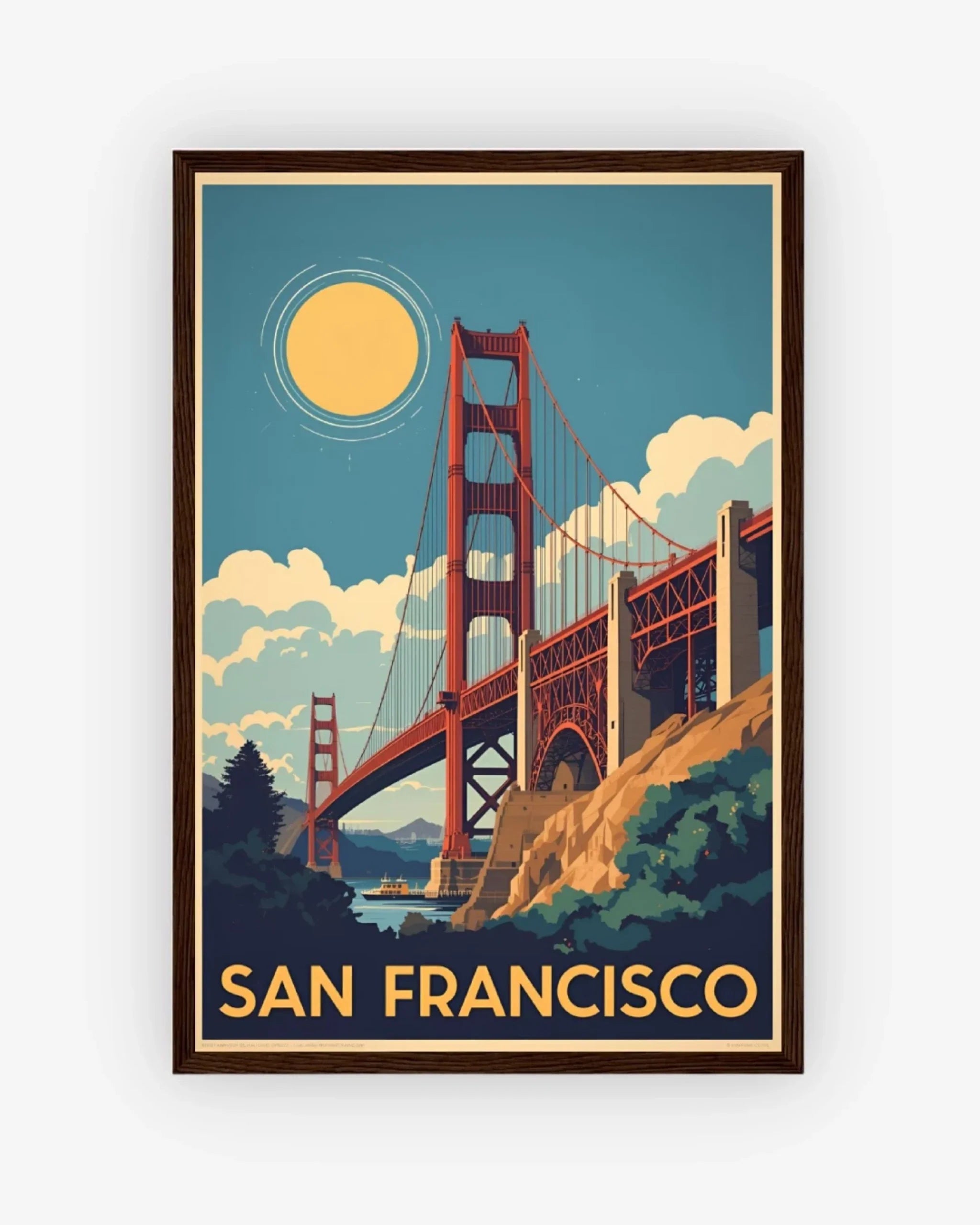 San Francisco Golden Gate, USA Poster Dark Wood Frame Nomad Haus