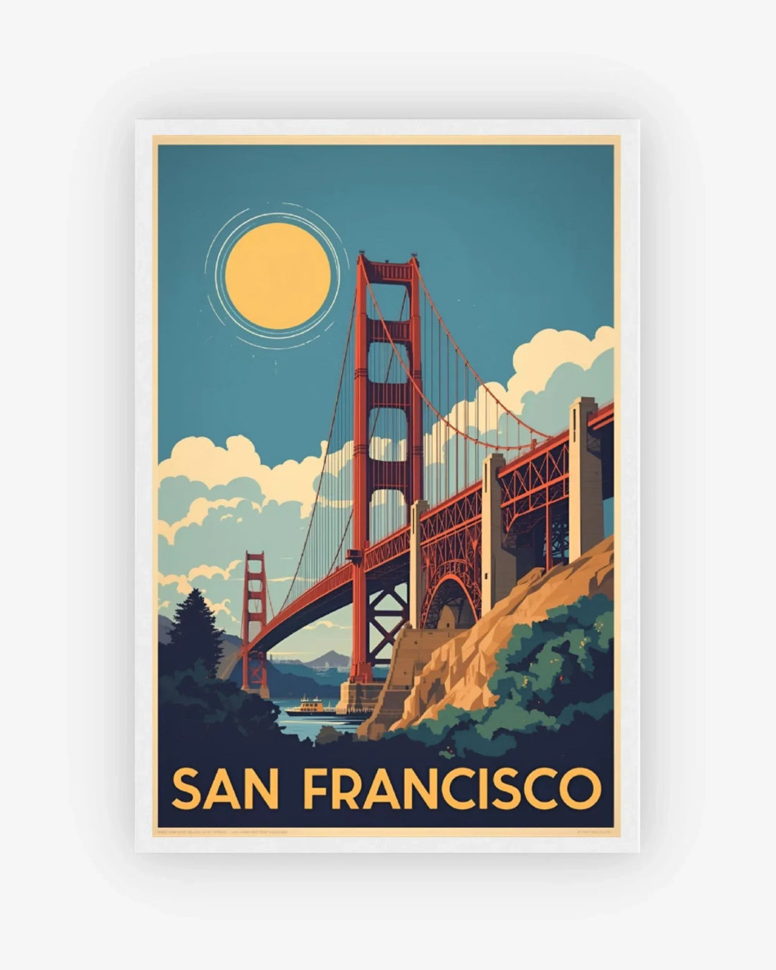 San Francisco Golden Gate, USA Poster White Frame Nomad Haus