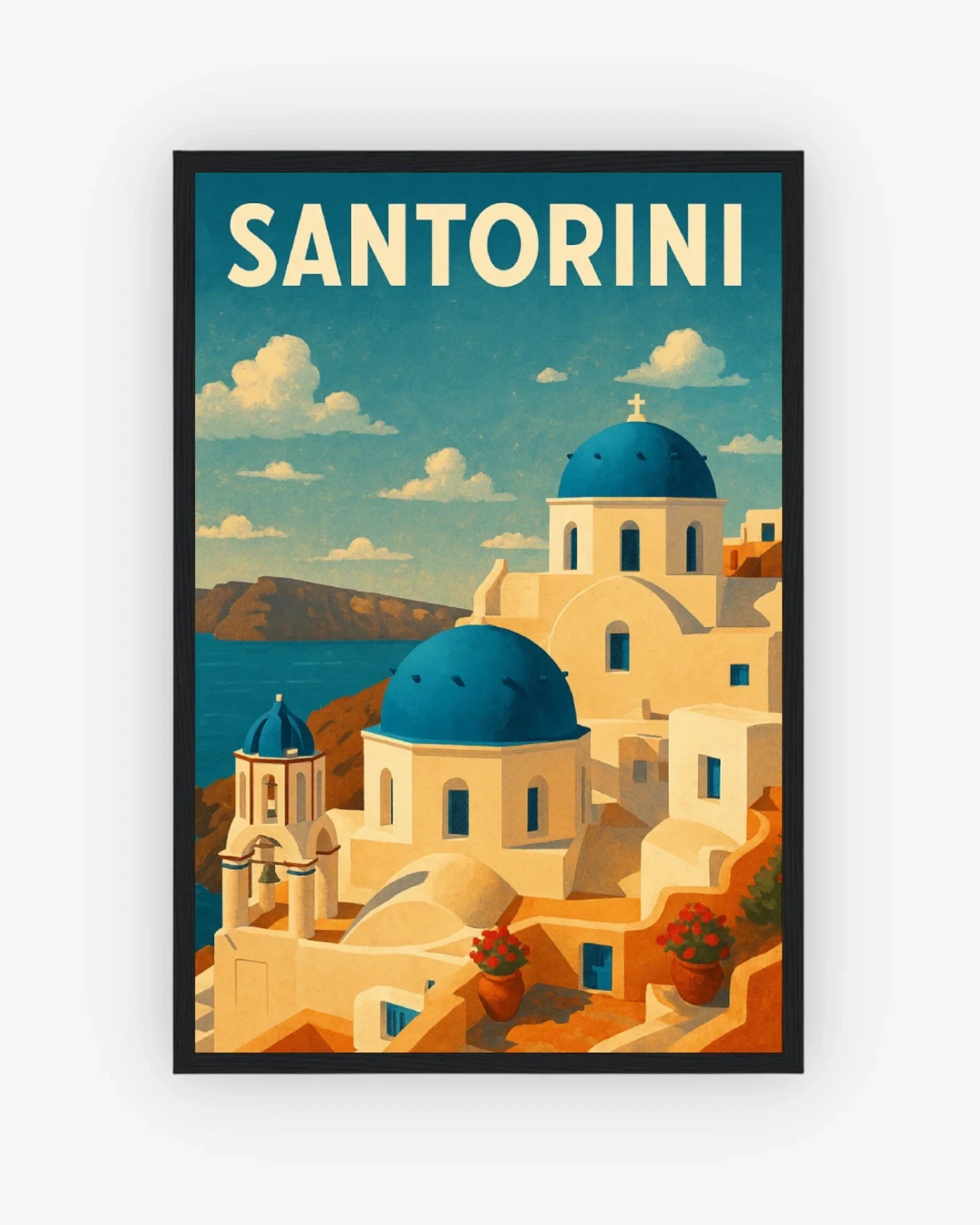 Santorini, Greece Poster Black Frame Nomad Haus