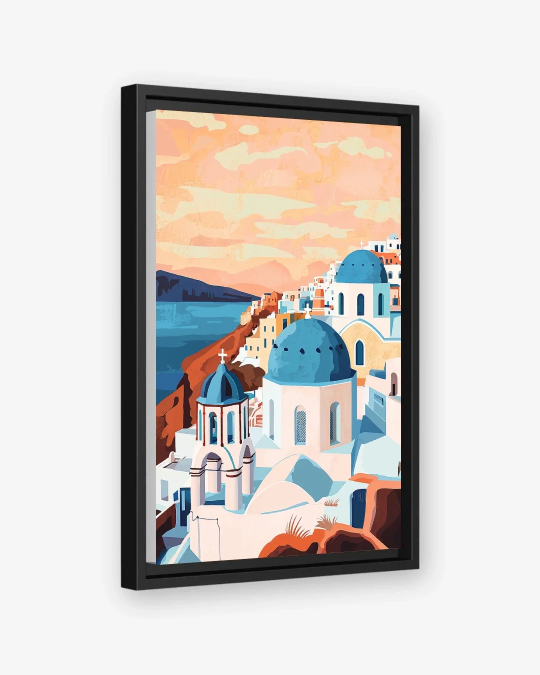 Santorini Serenity Canvas Black Frame Nomad Haus