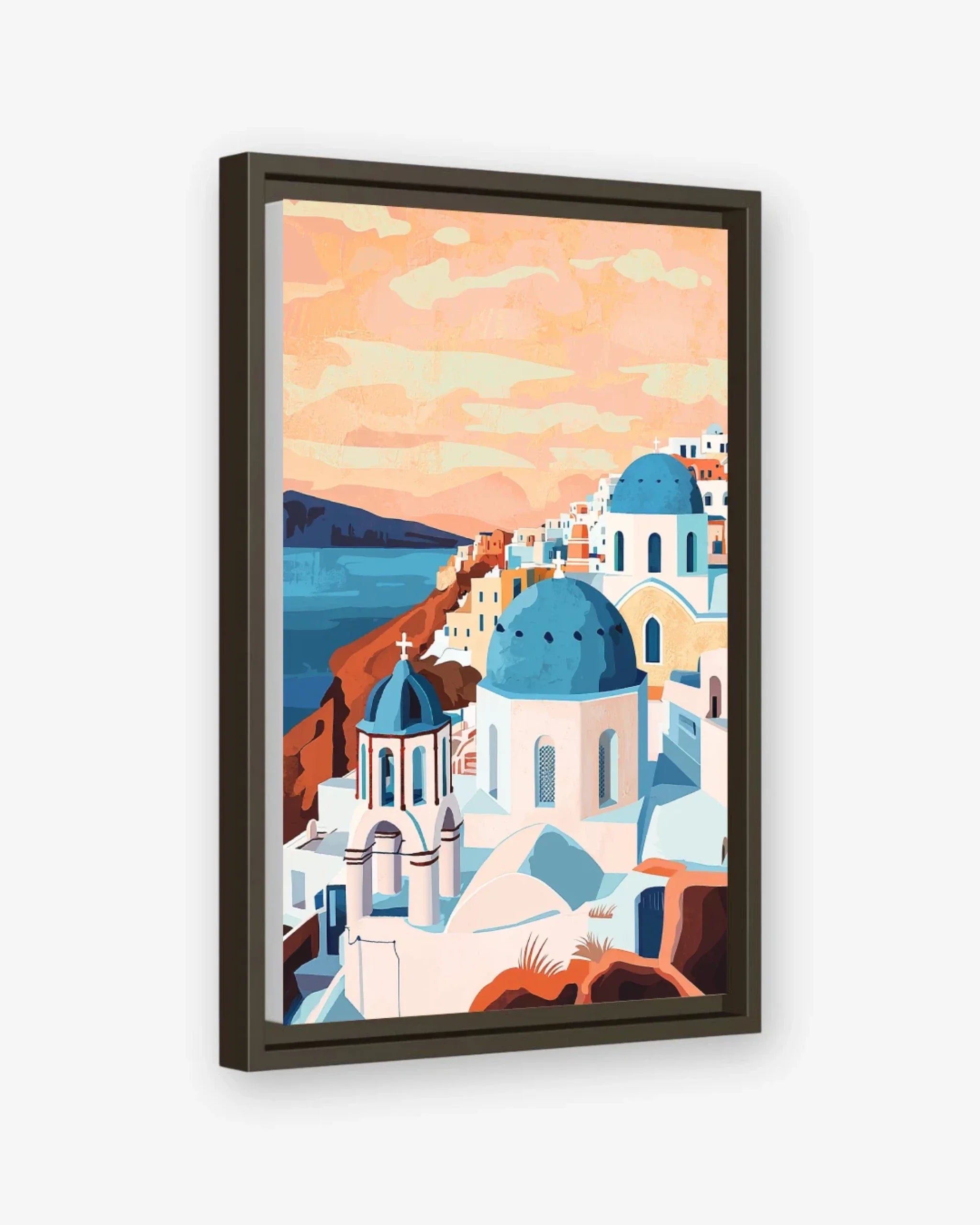 Santorini Serenity Canvas Espresso Frame Nomad Haus