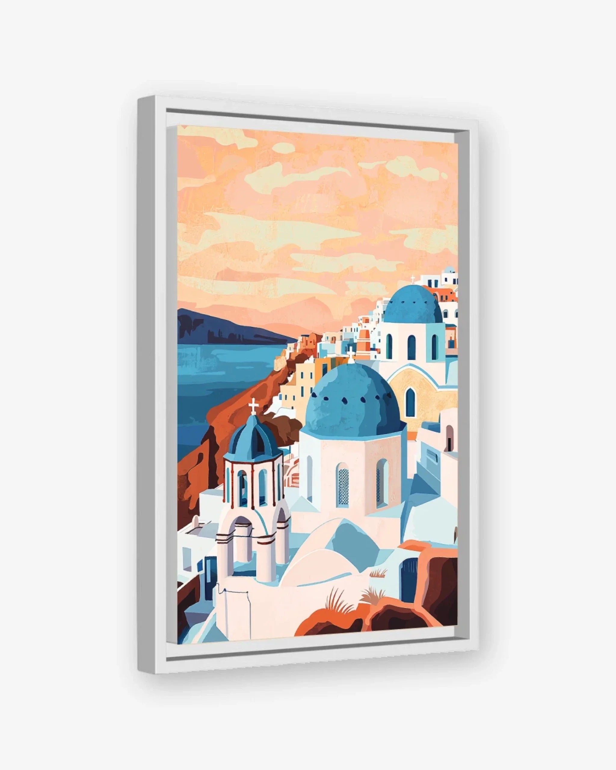 Santorini Serenity Canvas White Frame Nomad Haus