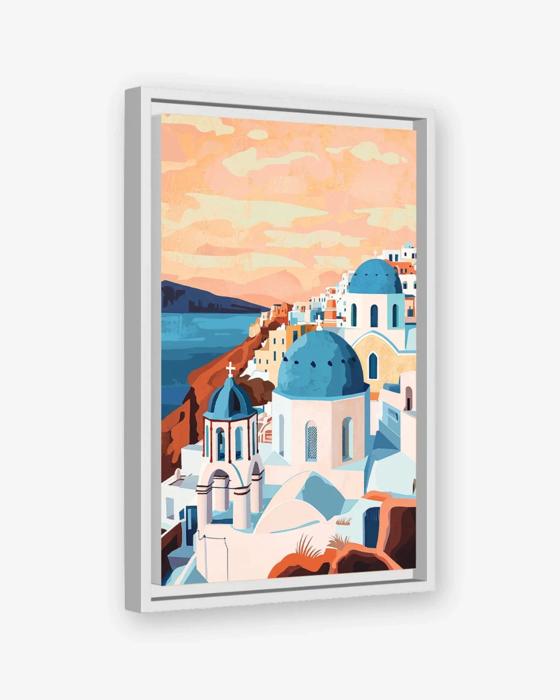 Santorini Serenity Canvas White Frame Nomad Haus
