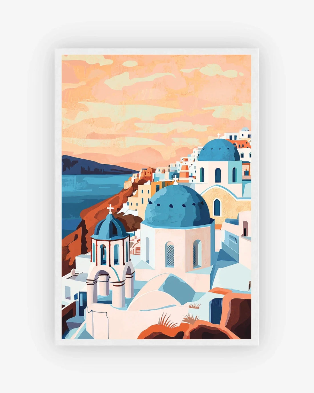 Santorini Serenity Poster White Frame Nomad Haus