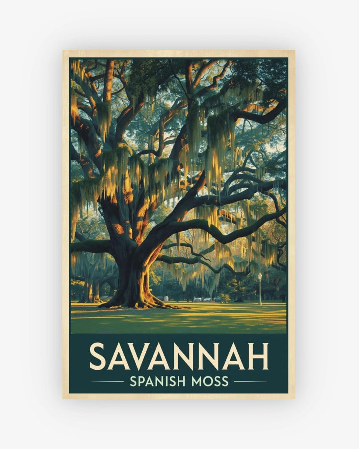 Poster of a tree with Spanish moss in Savannah, Georgia