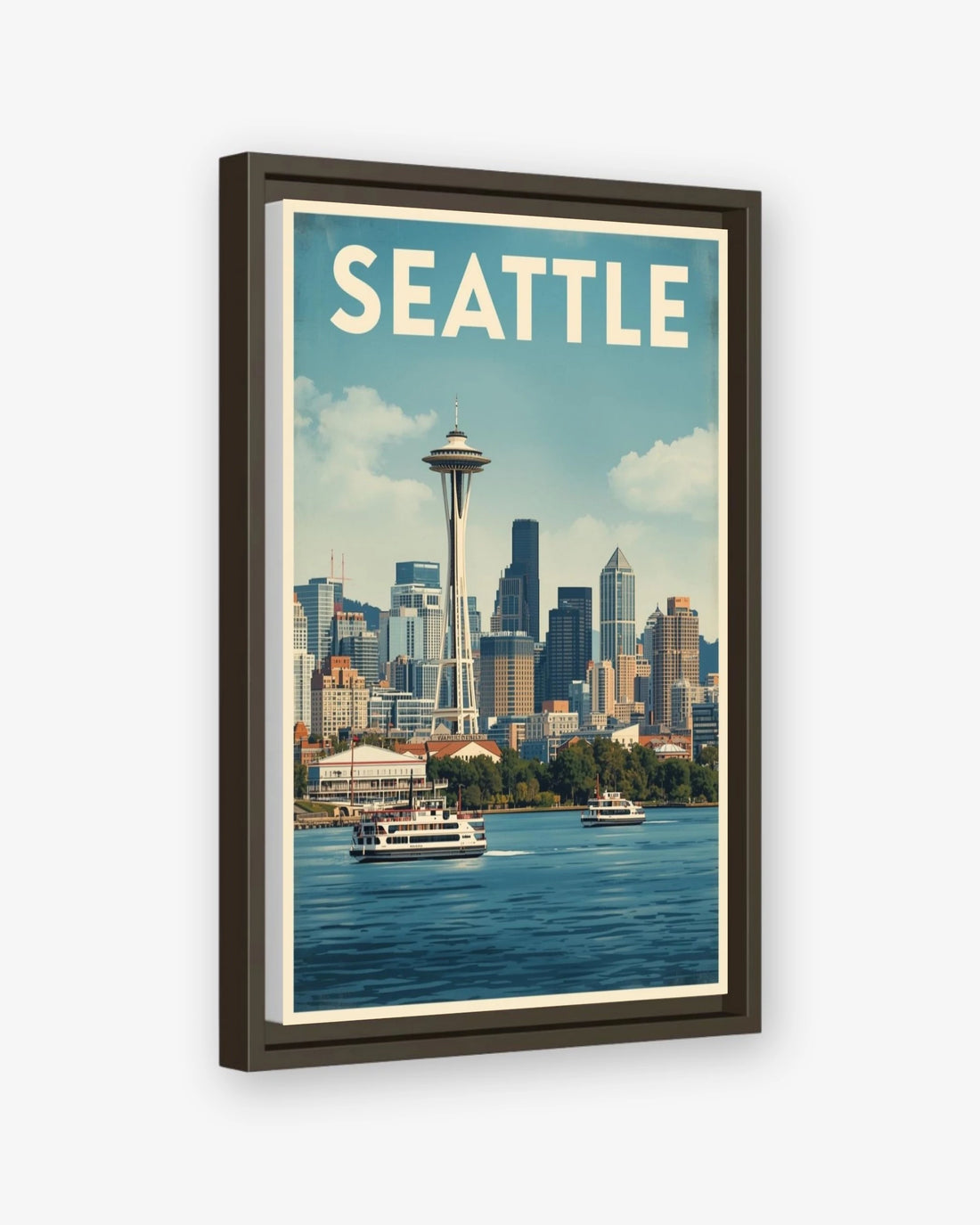 Seattle travel poster espresso framed canvas