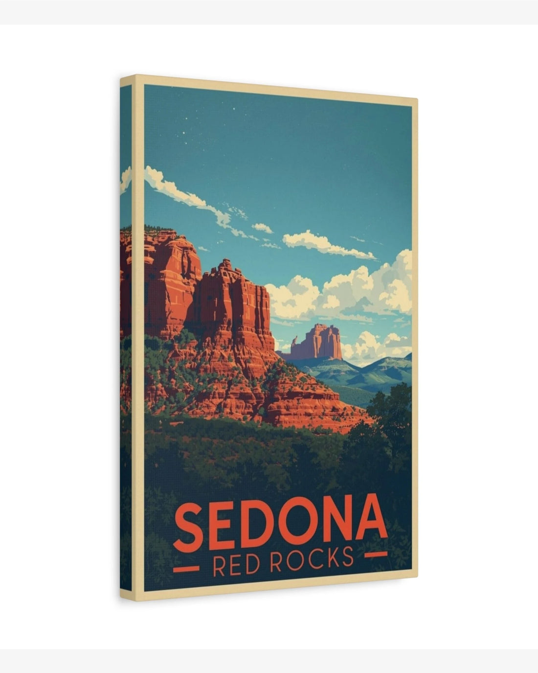 Sedona Red Rocks travel poster canvas