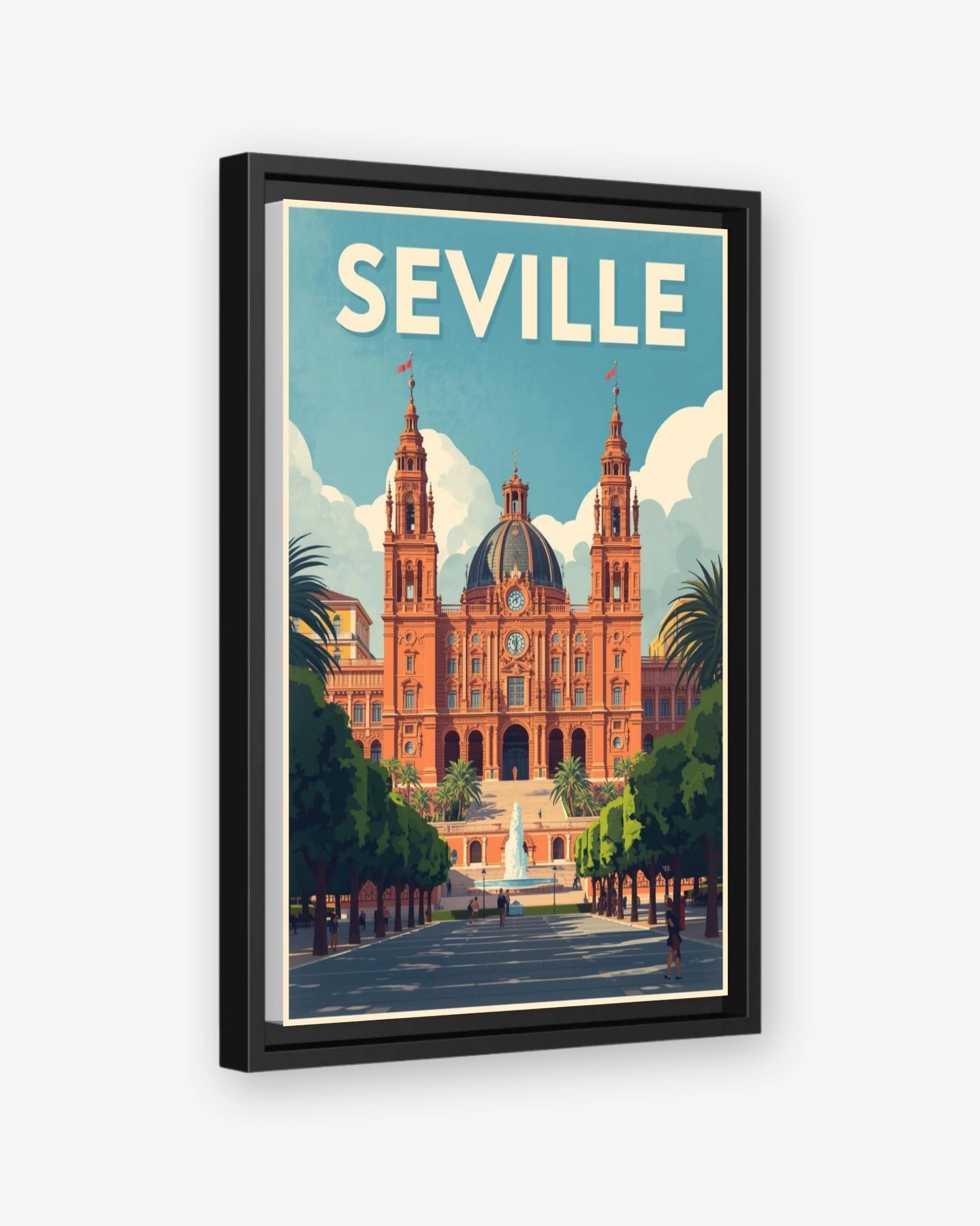 Seville travel poster black framed canvas