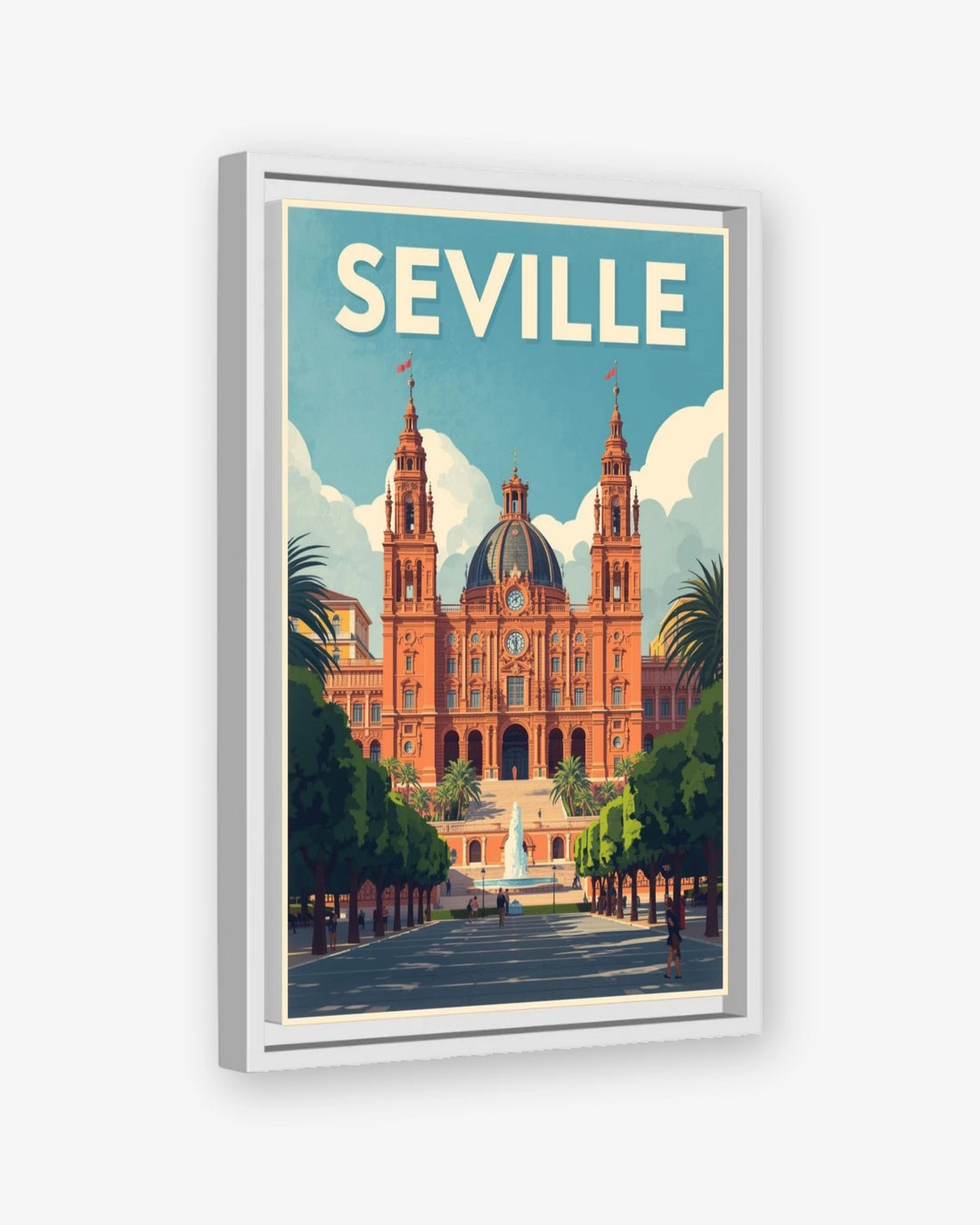 Seville travel poster white framed canvas