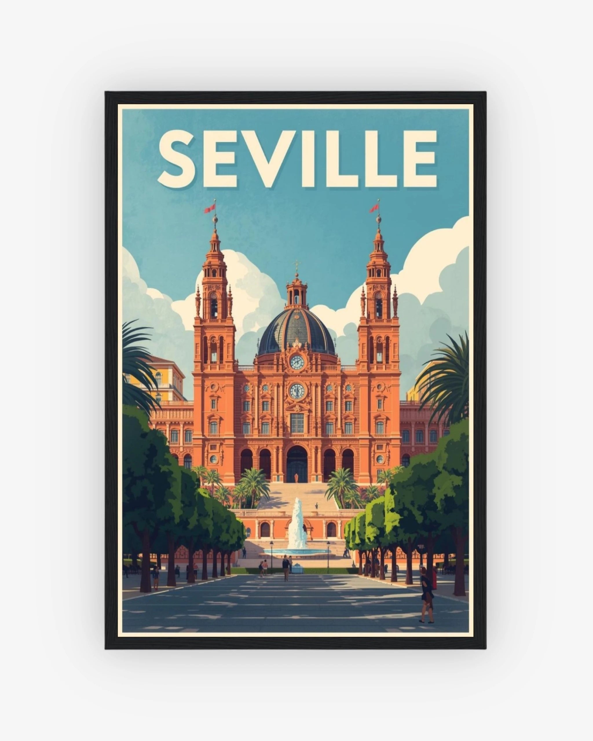 Seville travel poster with black frame