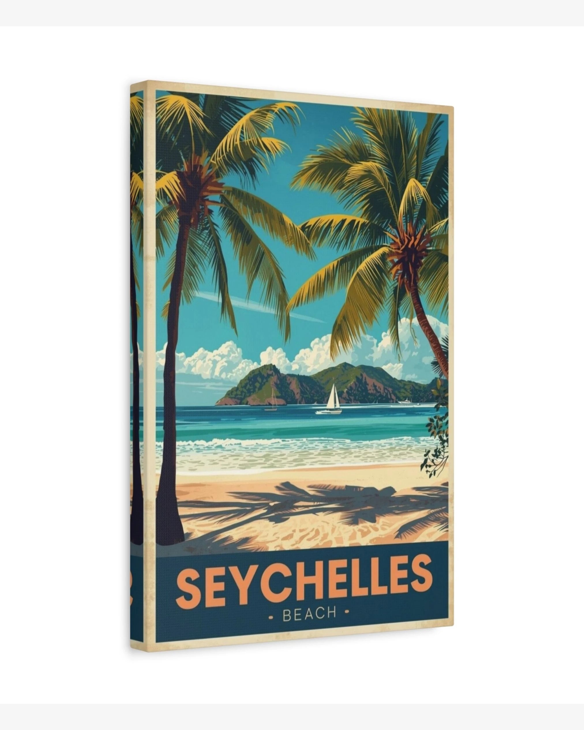 Seychelles Beach travel poster canvas