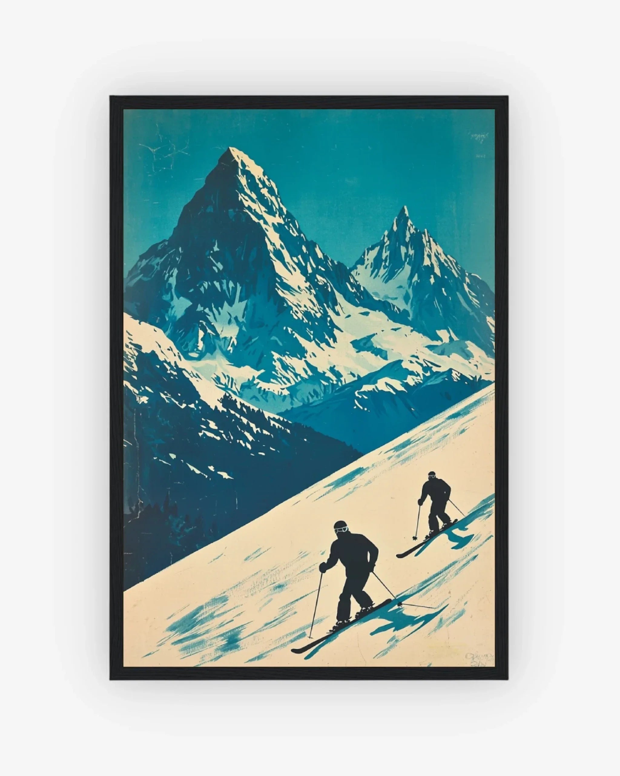 Swiss Alps Descent Poster Black Frame Nomad Haus