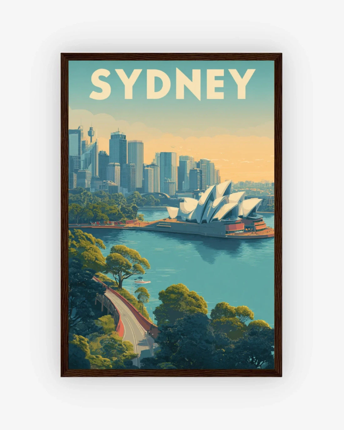 Sydney, Australia Poster Dark Wood Frame Nomad Haus