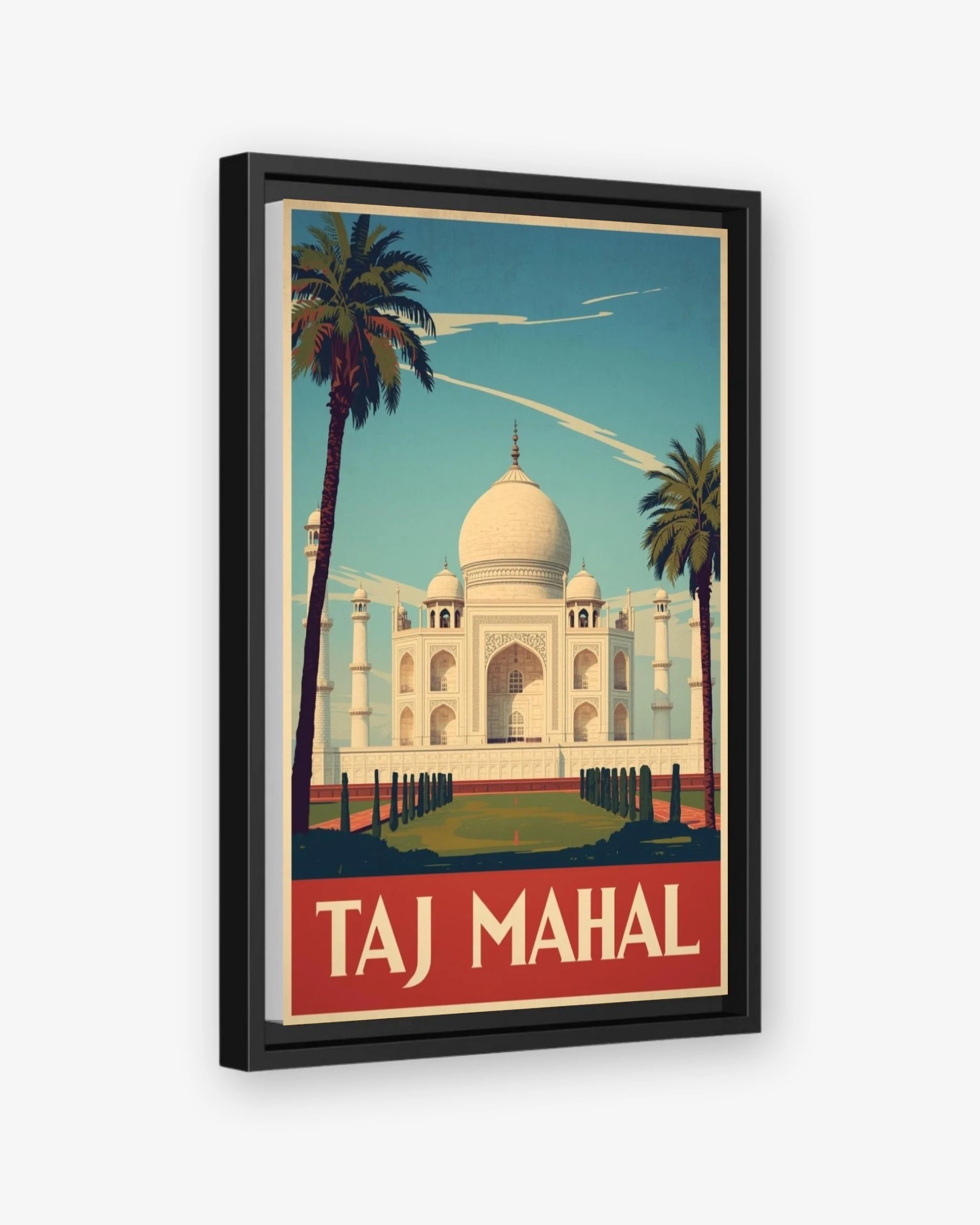 Taj Mahal travel poster black framed canvas
