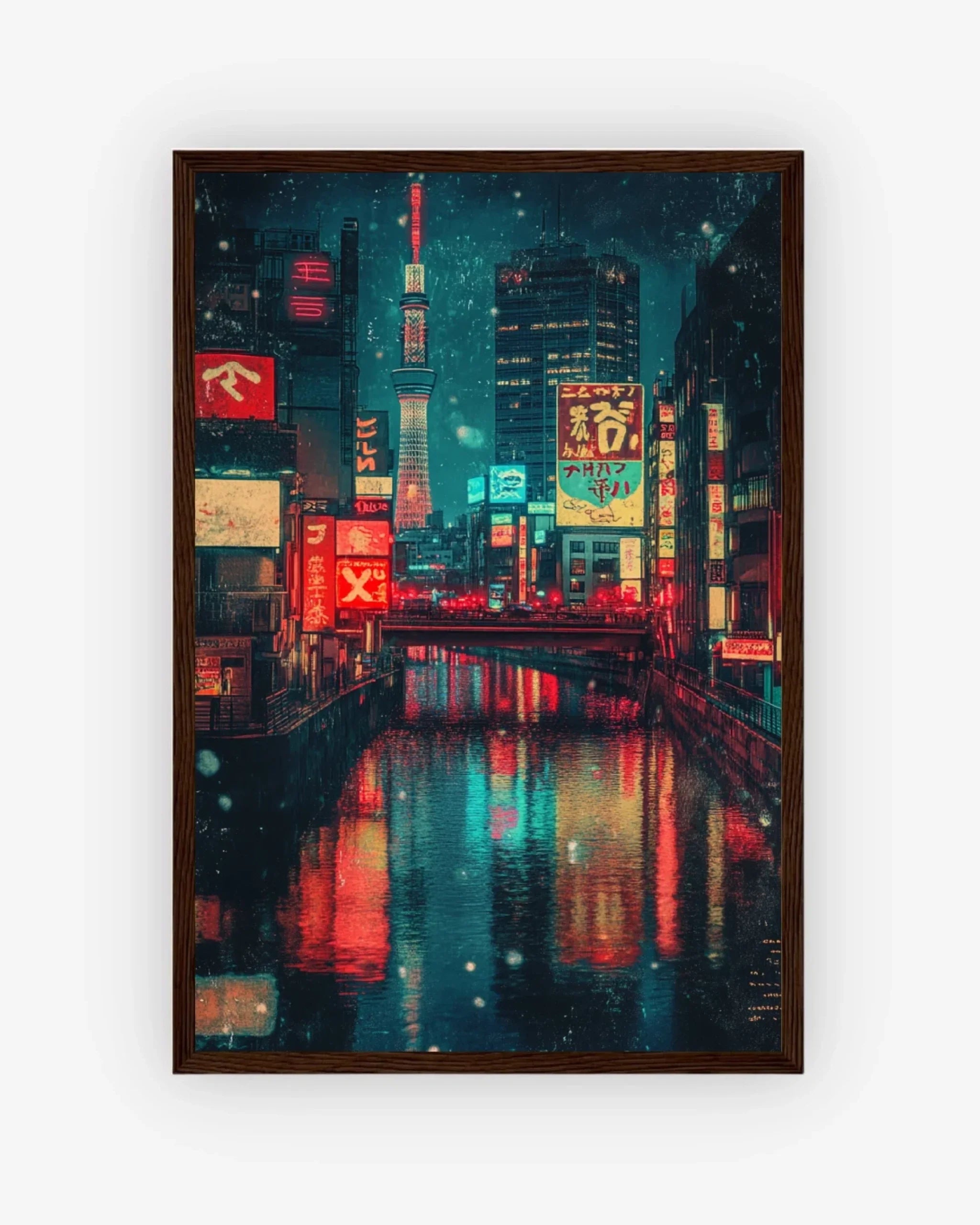 Tokyo After Dark Poster Dark Wood Frame Nomad Haus